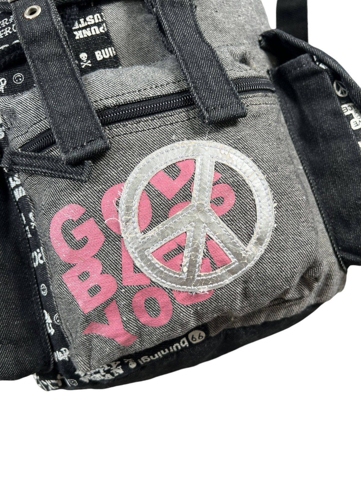 Japanese Brand Love & Peace 🇯🇵 Bondage Punk Tanker Backpack Size ONE SIZE - 10 Thumbnail