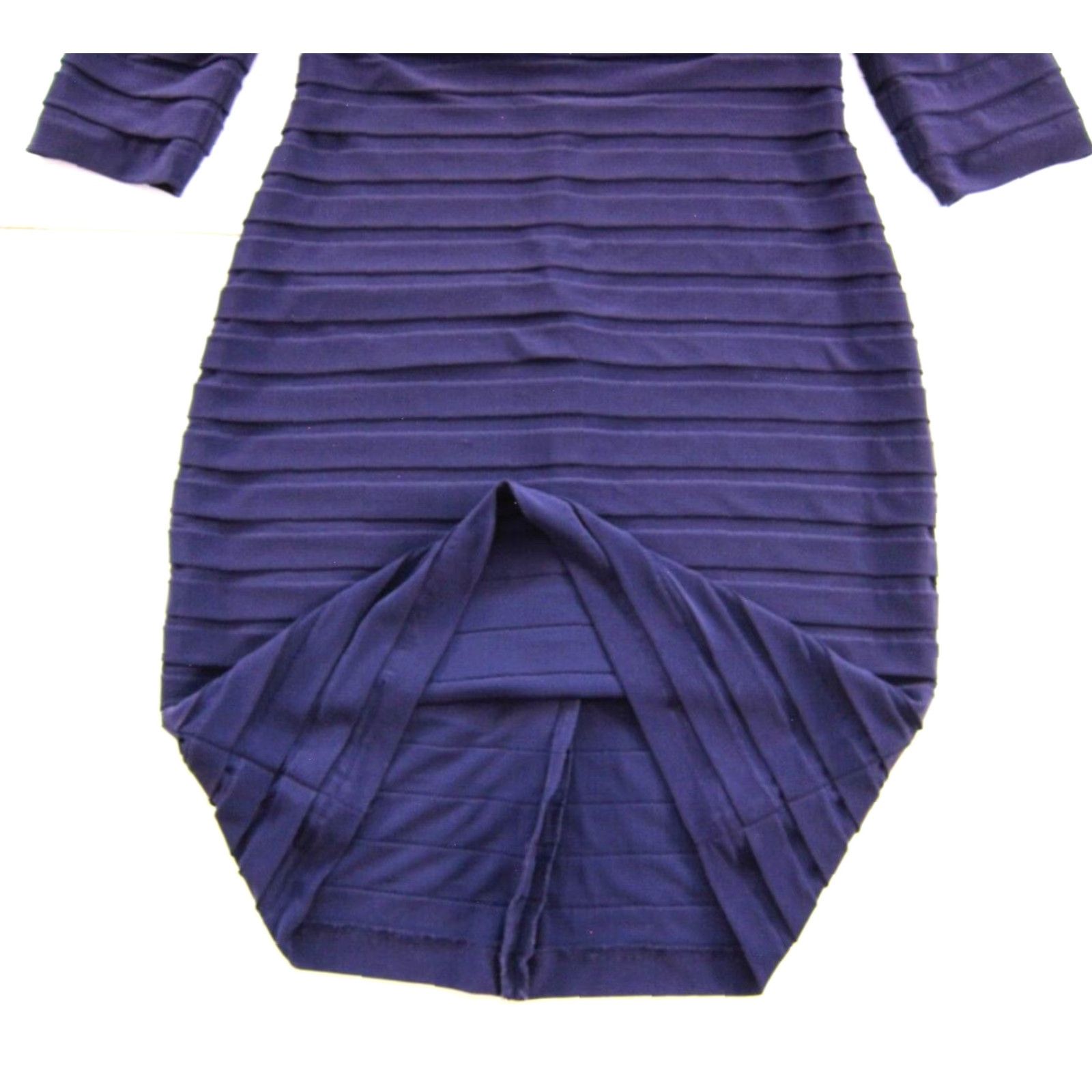 Adrianna Papell Adrianna Papell Eggplant Purple Stretch Layered V-Neck 3/4 Sleeve Dress 6 Petite Size M / US 6-8 / IT 42-44 - 7 Thumbnail