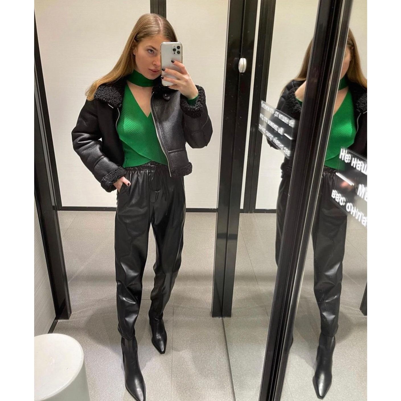 Zara Zara Blogger Favorite Faux Leather weekend pants Size 42" / US 20 - 10 Thumbnail