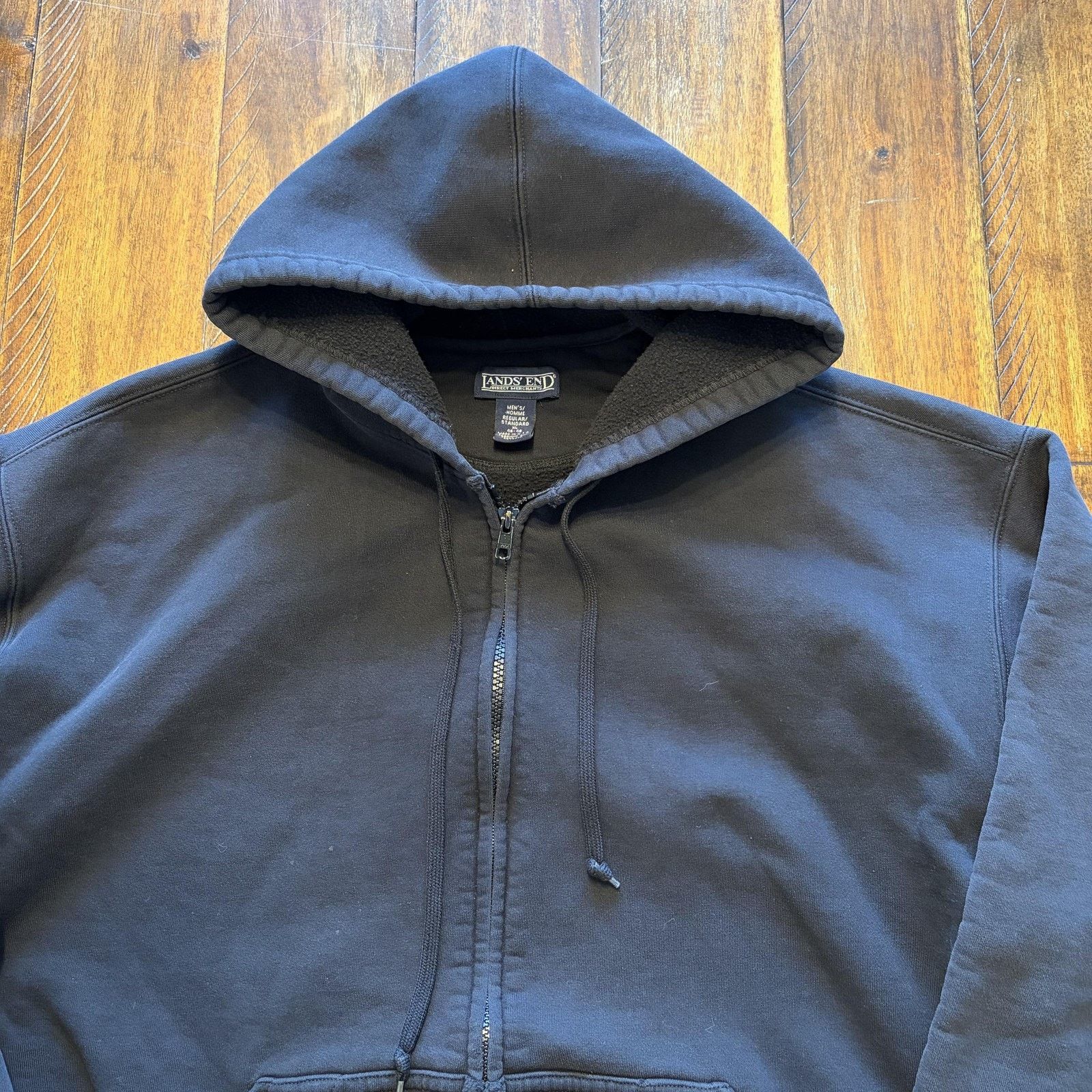 Lands' End Lands' End Hoodie Sweatshirt Mens XL Black Full Zip USA Size US XL / EU 56 / 4 - 3 Thumbnail