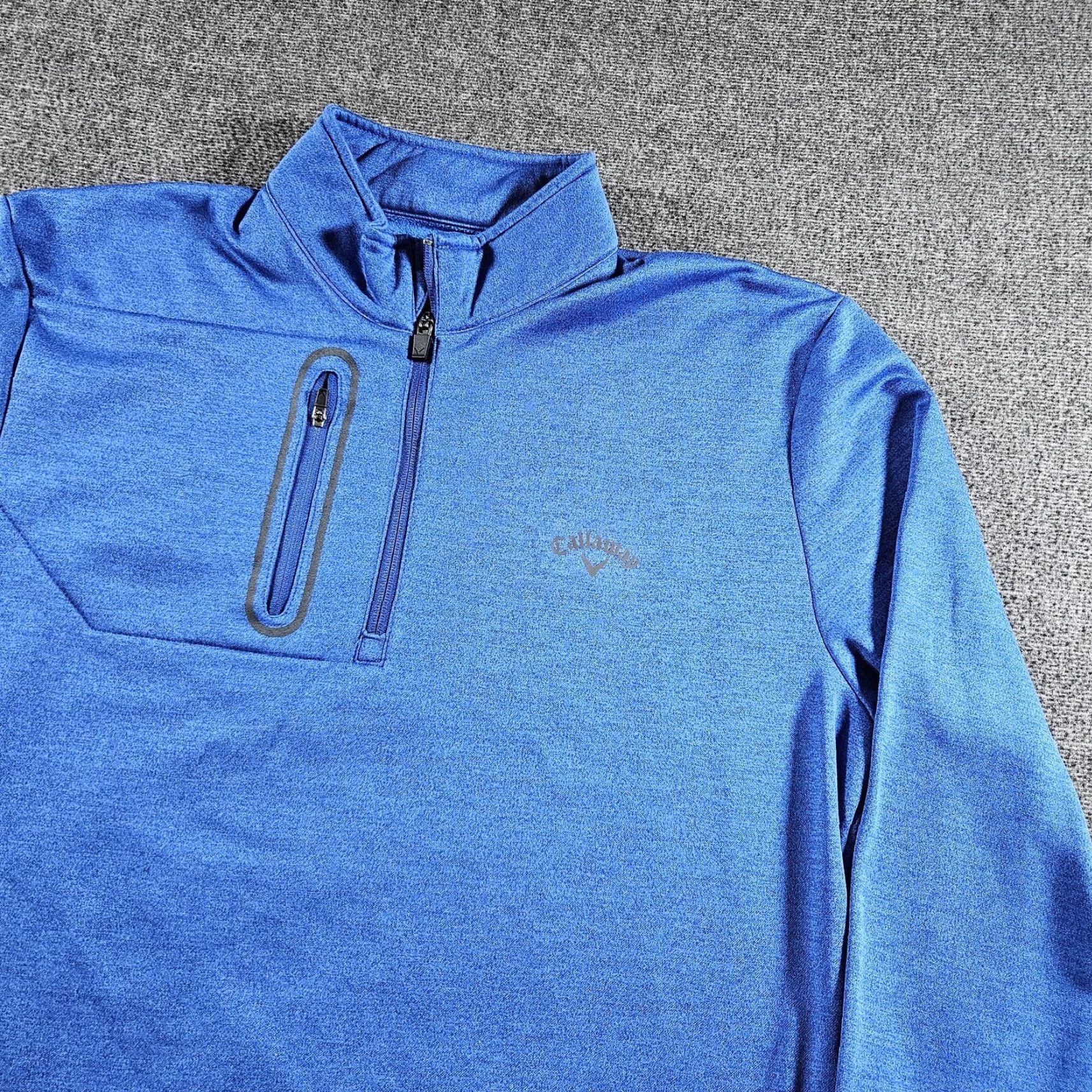 Callaway Callaway Pullover Mens Large Blue 1/4 Zip Mock Neck Golf Fleece Pocket Chest Long Sleeve Size US L / EU 52-54 / 3 - 3 Thumbnail