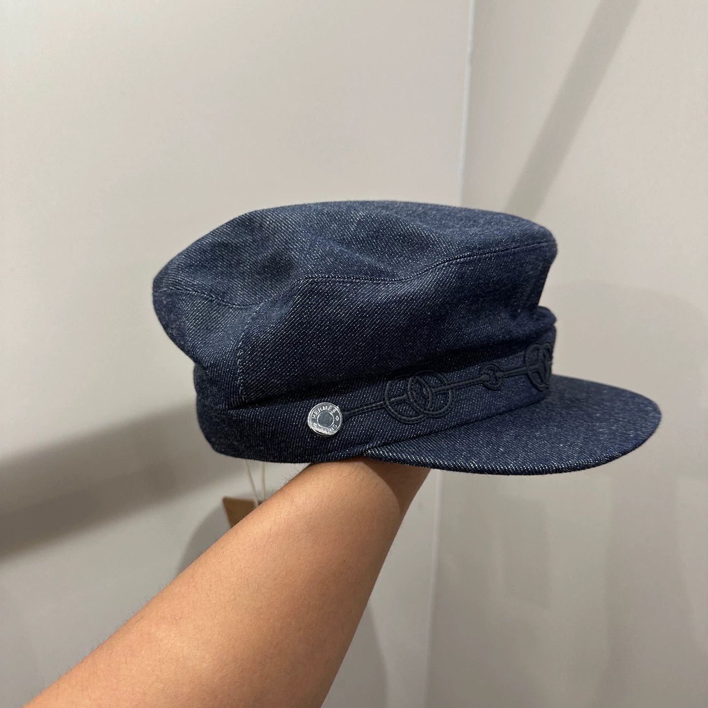 Hermes Hermes Pig Nose Denim Blue Newsboy Cap 57 Cotton Size ONE SIZE - 3 Thumbnail