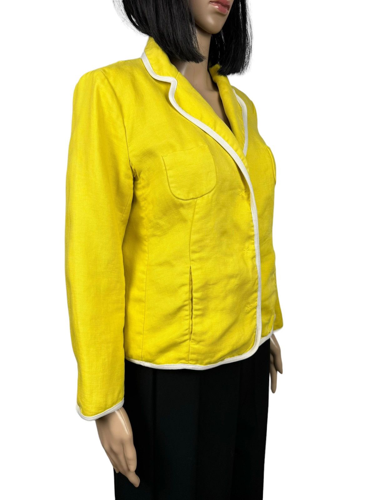 Max Mara Max Mara Linen Yellow Blazer Jacket size US12 IT46 Size XL / US 12-14 / IT 48-50 - 3 Thumbnail