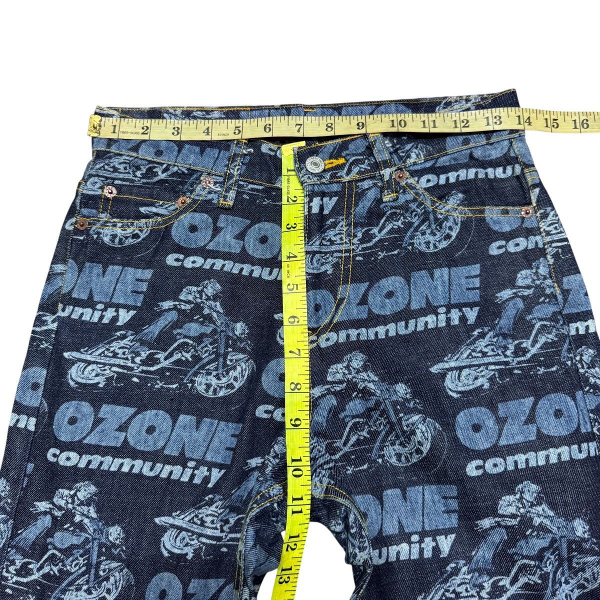 Hysteric Glamour OZONE COMMUNITY Motorcycle Print Denim Flare Jeans Size US 28 / EU 44 - 16 Thumbnail