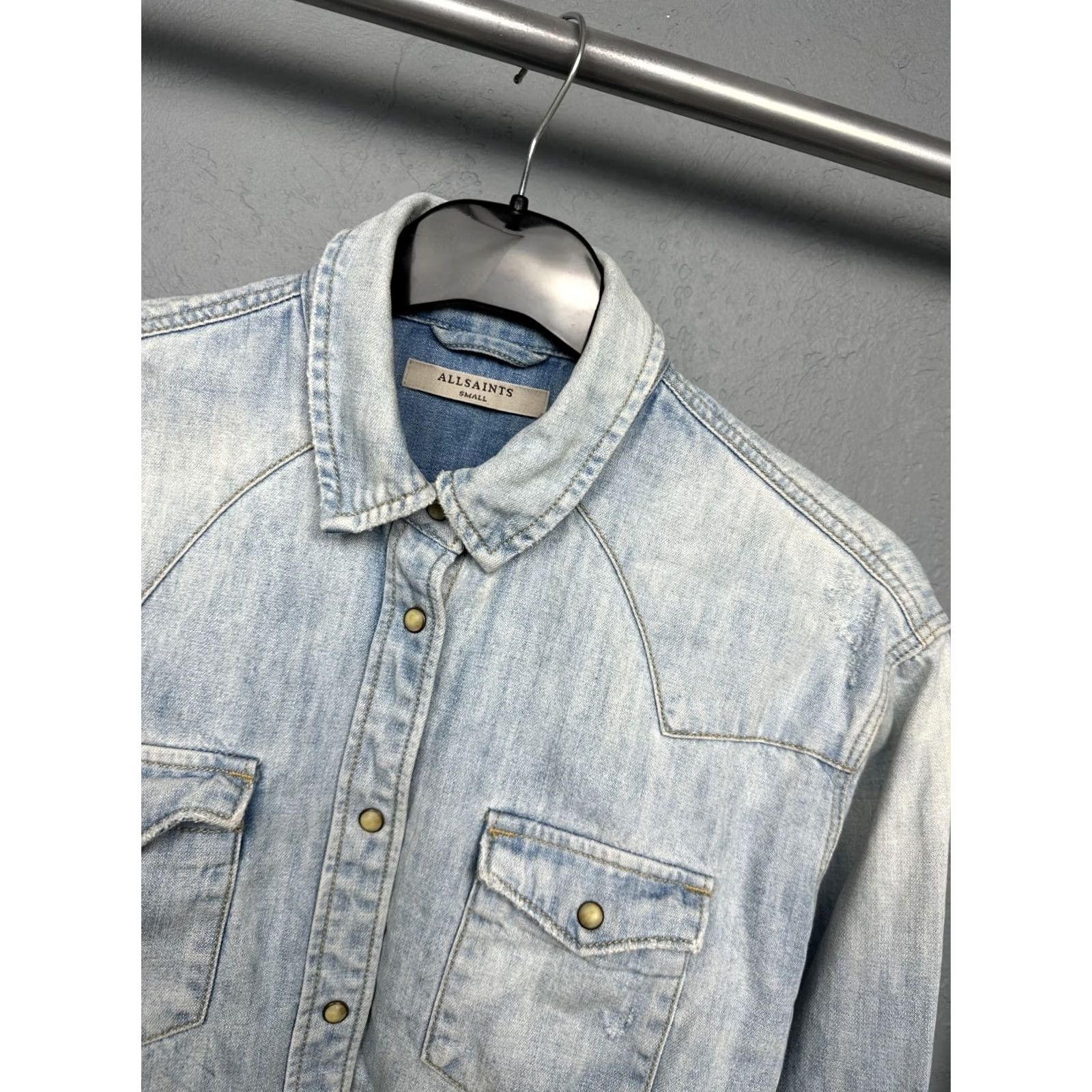 Allsaints Allsaints Denim Jacket Flora Cannon Shirt S Womens Blue Denim Jacket Long Sleeve Snap Closure Size S / US 4 / IT 40 - 2 Thumbnail