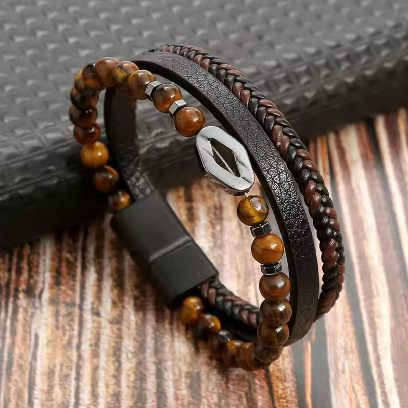 Other Men’s Leather Multilayer Beading Bracelets 8.2” Size ONE SIZE - 1 Thumbnail