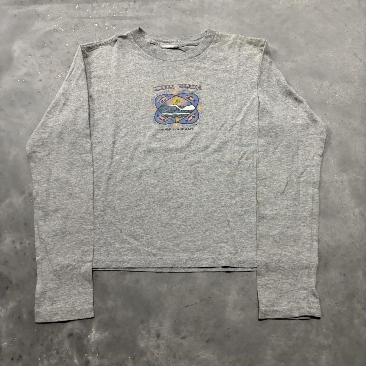 Japanese Brand × Vintage Crazy Vintage Y2K/2000s Cute Grey Cocoa Beach Surf Company Graphic Longsleeve Tee! Size XS / US 0-2 / IT 36-38 - 1 Thumbnail