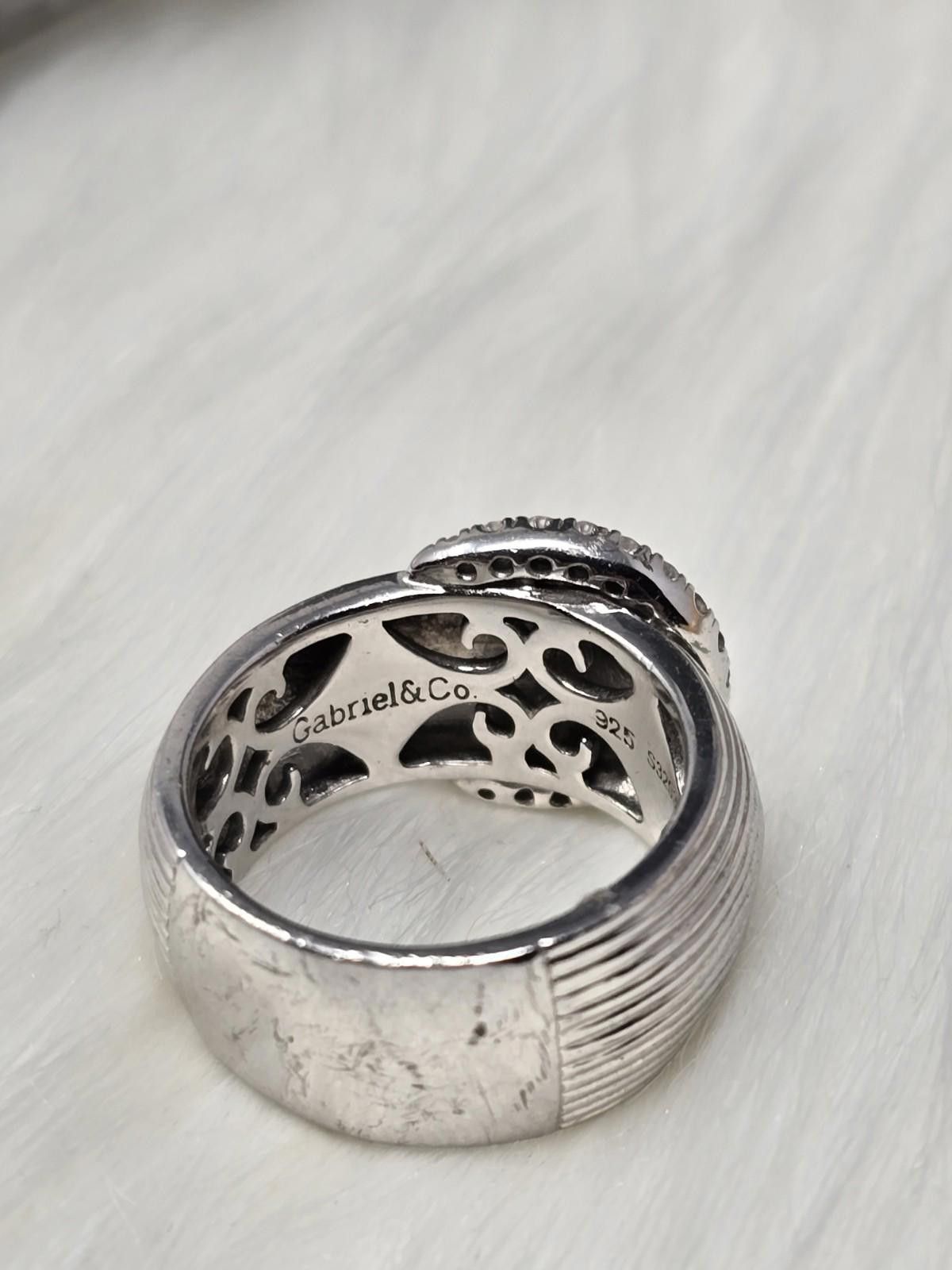 Other Gabriel & Co 925 Silver Wide Ribbed White Topaz Ring Size 7 Size ONE SIZE - 3 Thumbnail