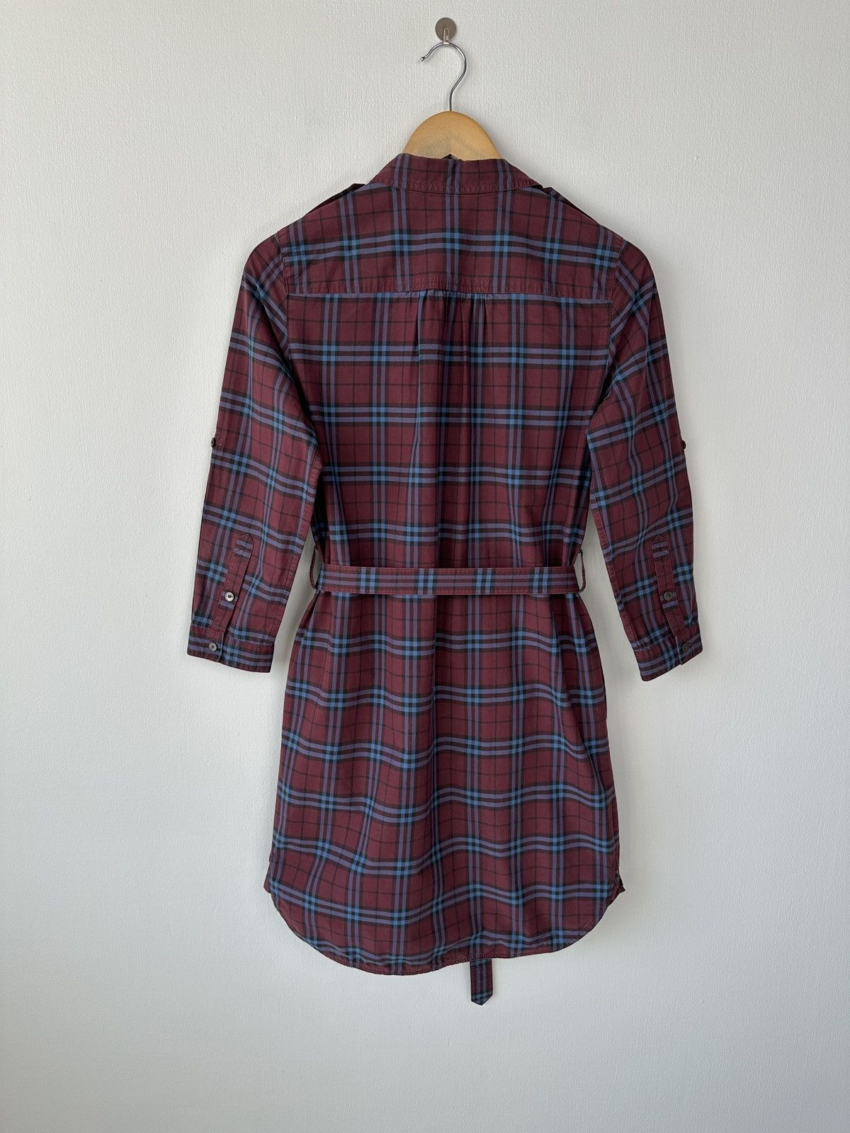 Burberry BURBERRY Plaid Shirt Dress Burgundy Check Cotton Belted US 4 Size XS / US 0-2 / IT 36-38 - 2 Thumbnail