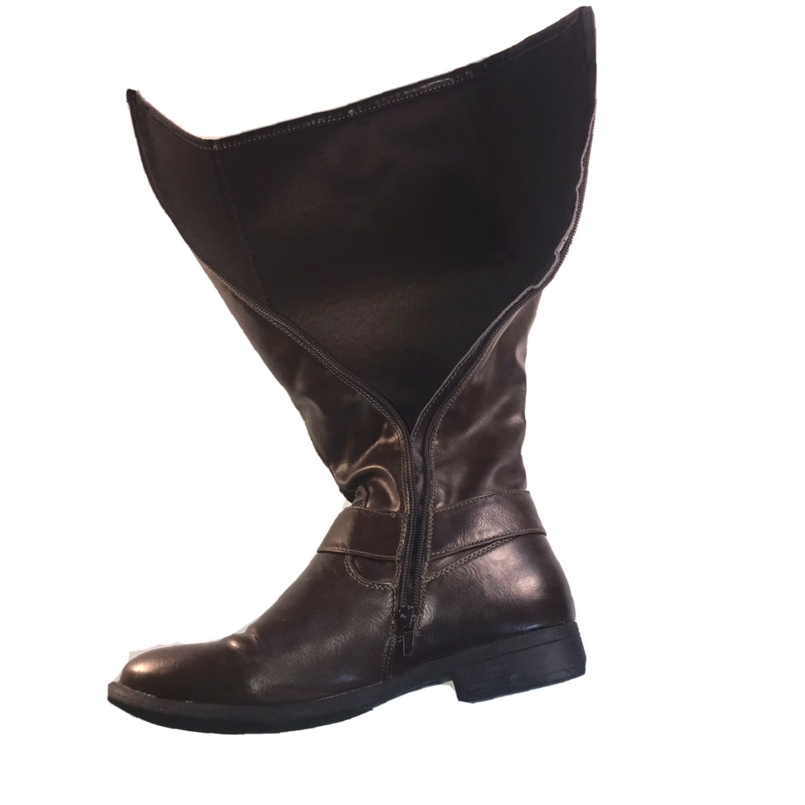 Vintage Womens UNR8ED Elizabeth Boots Knee High Brown Faux Leather SZ 8.5 Zipper Buckle Lined Vintage No Womens Brown Boots Elizabeth 8.5 Size US 9 / IT 39 - 3 Thumbnail