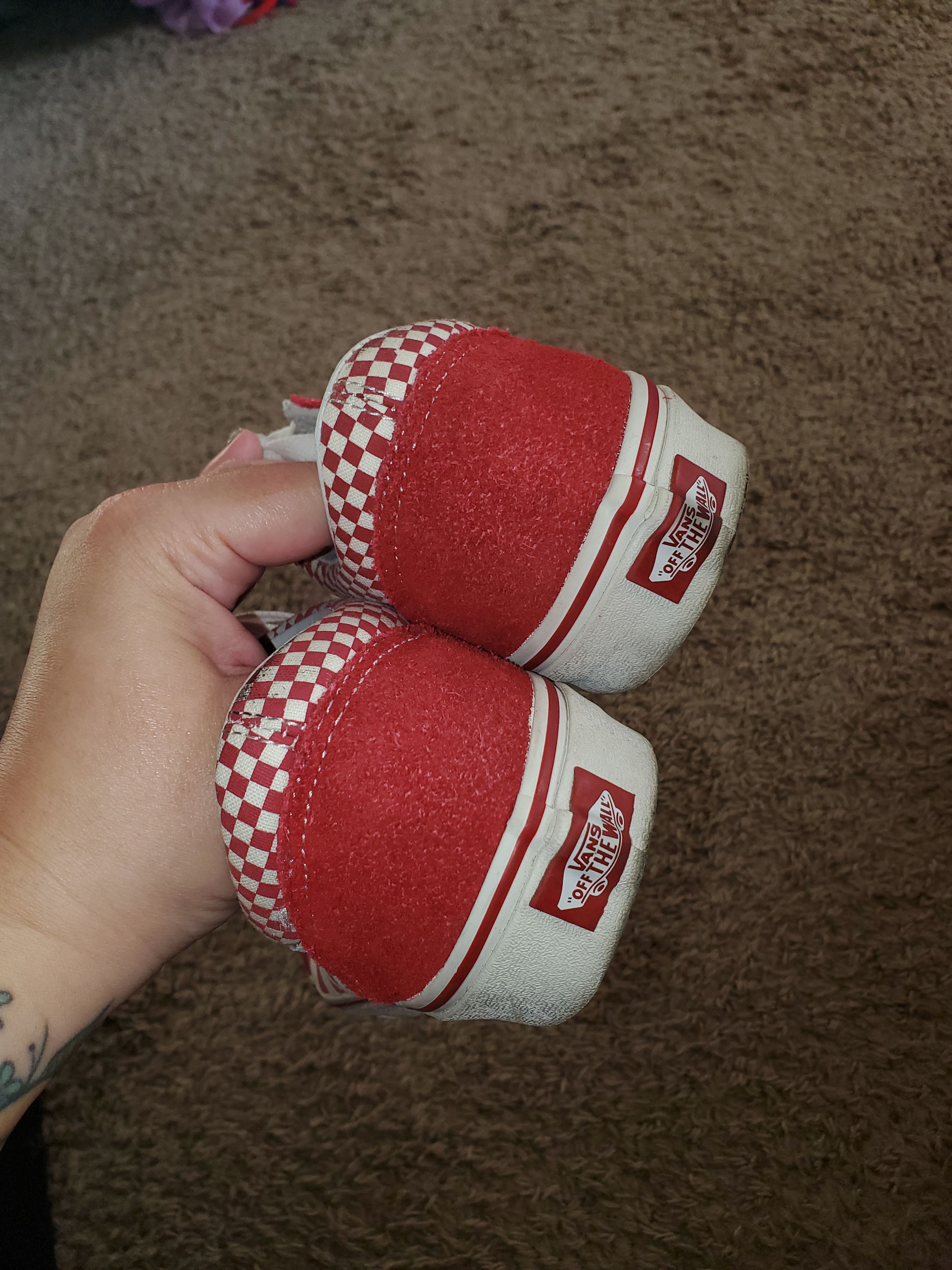Vans Red + White Old Skool Checkerboard Shoes (M8.5/W10) Size US 8.5 / EU 41-42 - 6 Thumbnail