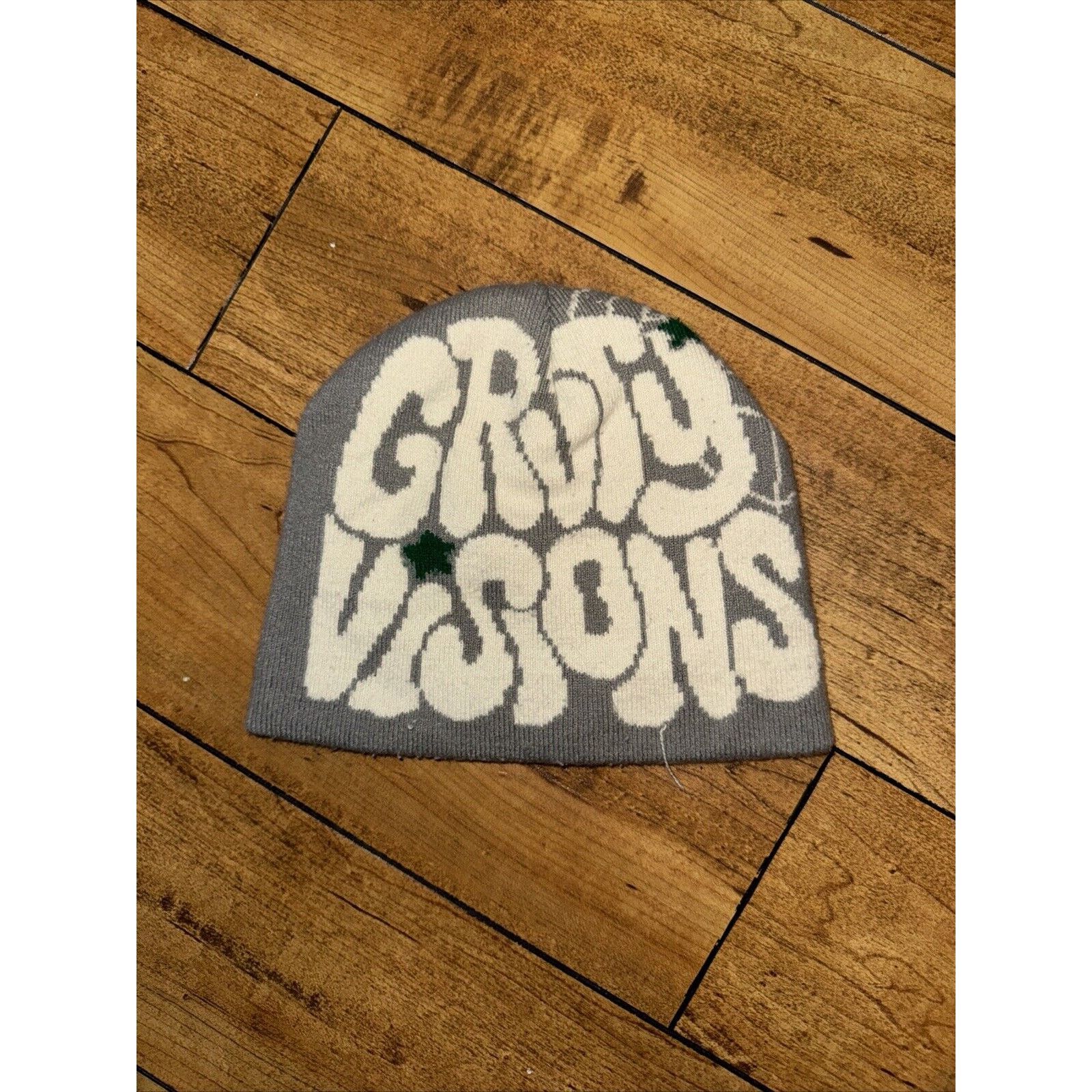 Japanese Brand Gruty Visions Beanie Y2K Style Gray Size ONE SIZE - 1 Thumbnail