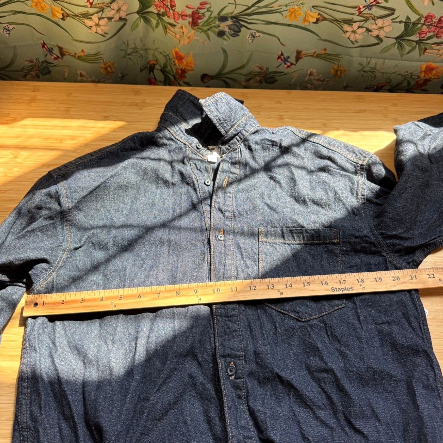 Denime Mode Of One Mens Regular Fit Denim Shirt Dark Wash Blue Cotton Small Size US S / EU 44-46 / 1 - 7 Thumbnail