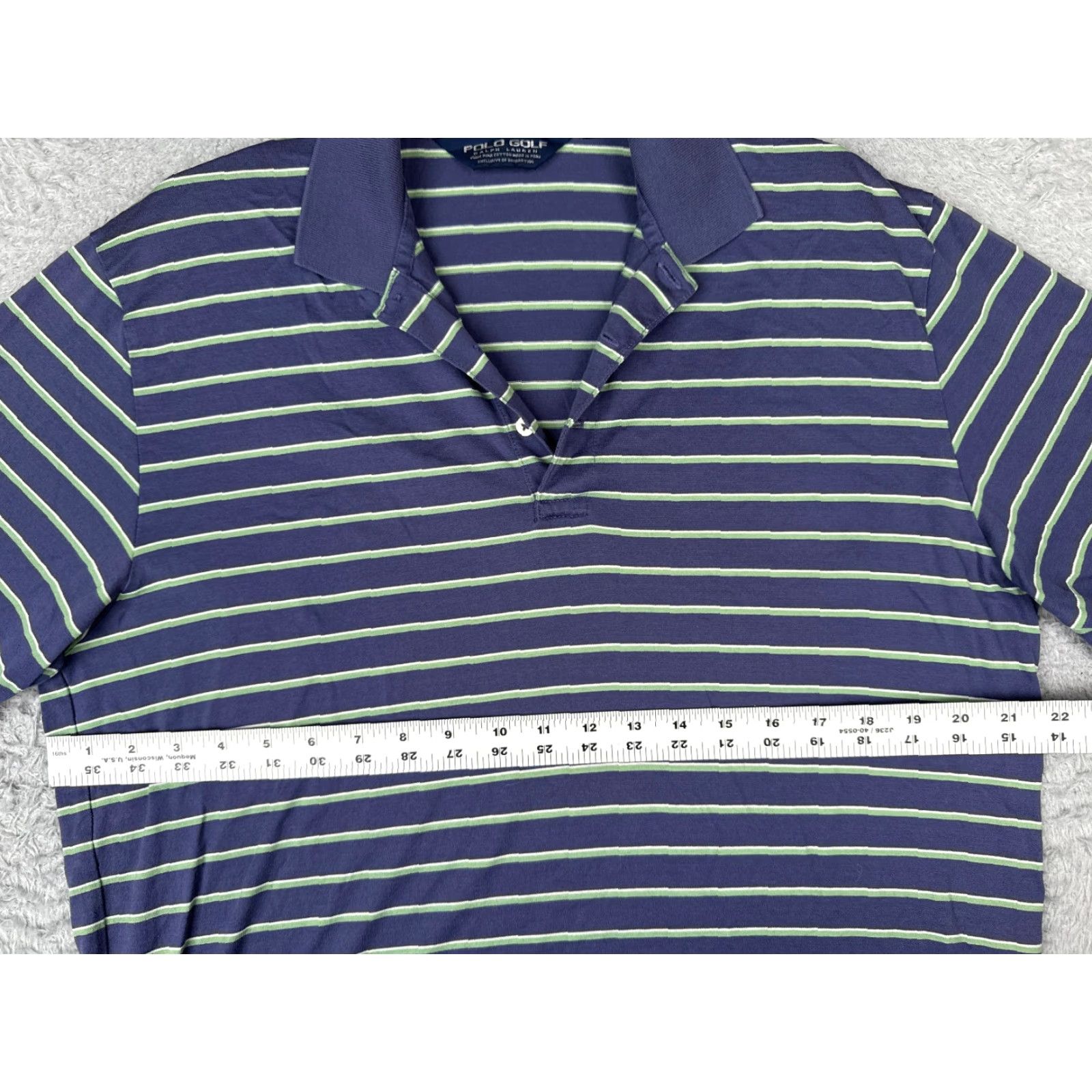 Ralph Lauren VINTAGE Ralph Lauren Polo Golf Shirt Men Large Blue Green Stripe 100% Cotton Polo Shirt Mens Large Blue Striped 100% Cotton Size US L / EU 52-54 / 3 - 7 Thumbnail