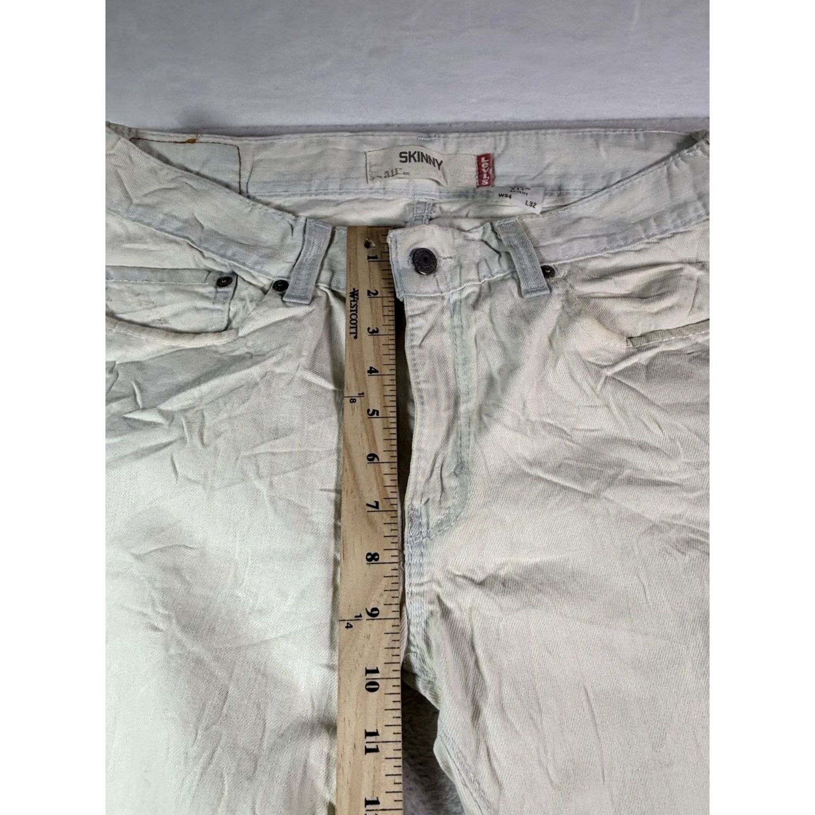 Levi's VINTAGE Levi's 511 Jeans Slim Fit White Denim Mens 34x32 Slim Stretch 5-Pocket USA 90s Size US 34 / EU 50 - 3 Thumbnail