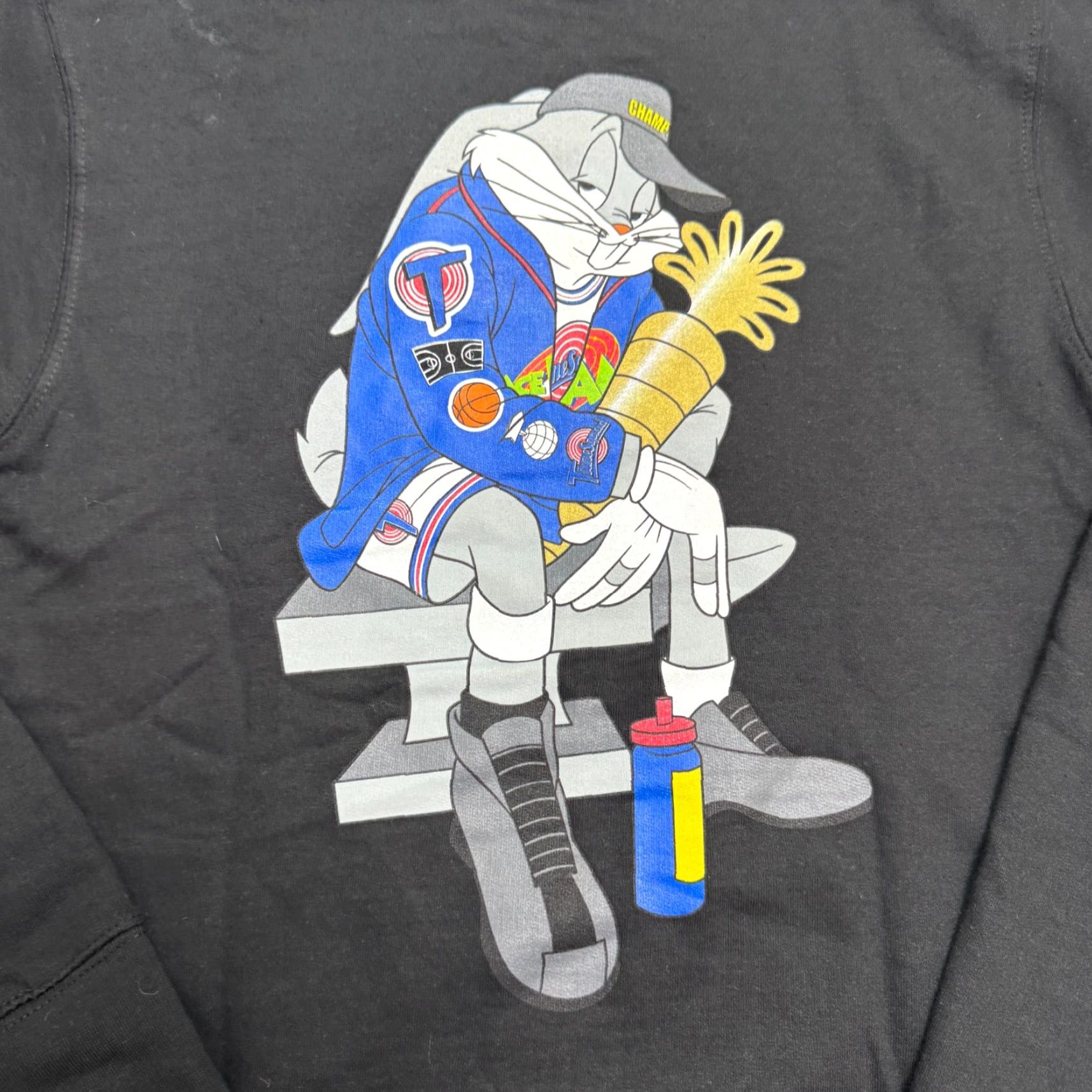 Vintage Space Jam Hoodie Mens Pullover Hooded Fleece Black Bugs Bunny Logo 25th Anniversary Small Size US S / EU 44-46 / 1 - 3 Thumbnail