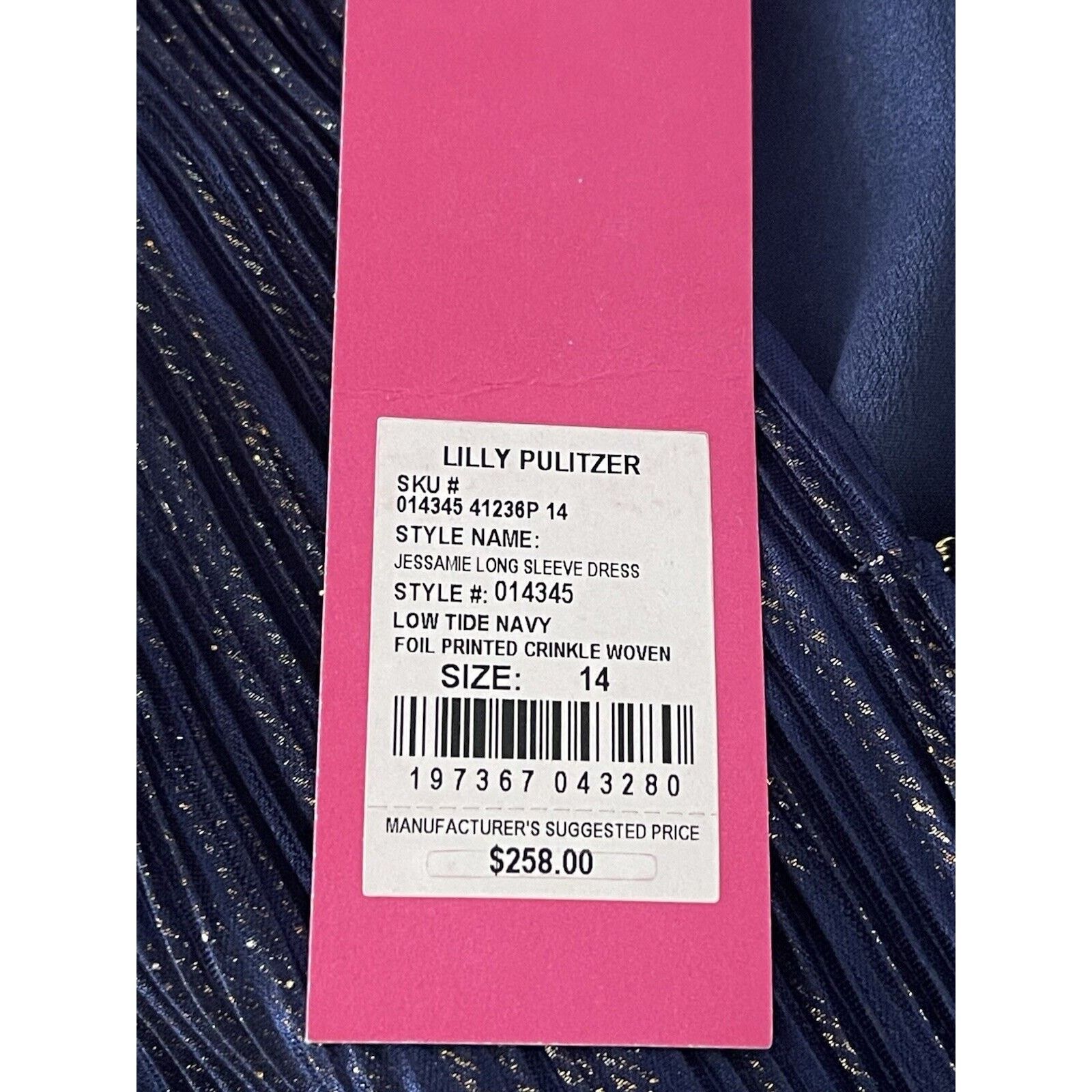 Lilly Pulitzer Lilly Pulitzer Jessamie Dress Low Tide Navy Crinkle Sz 14 Size XL / US 12-14 / IT 48-50 - 13 Thumbnail