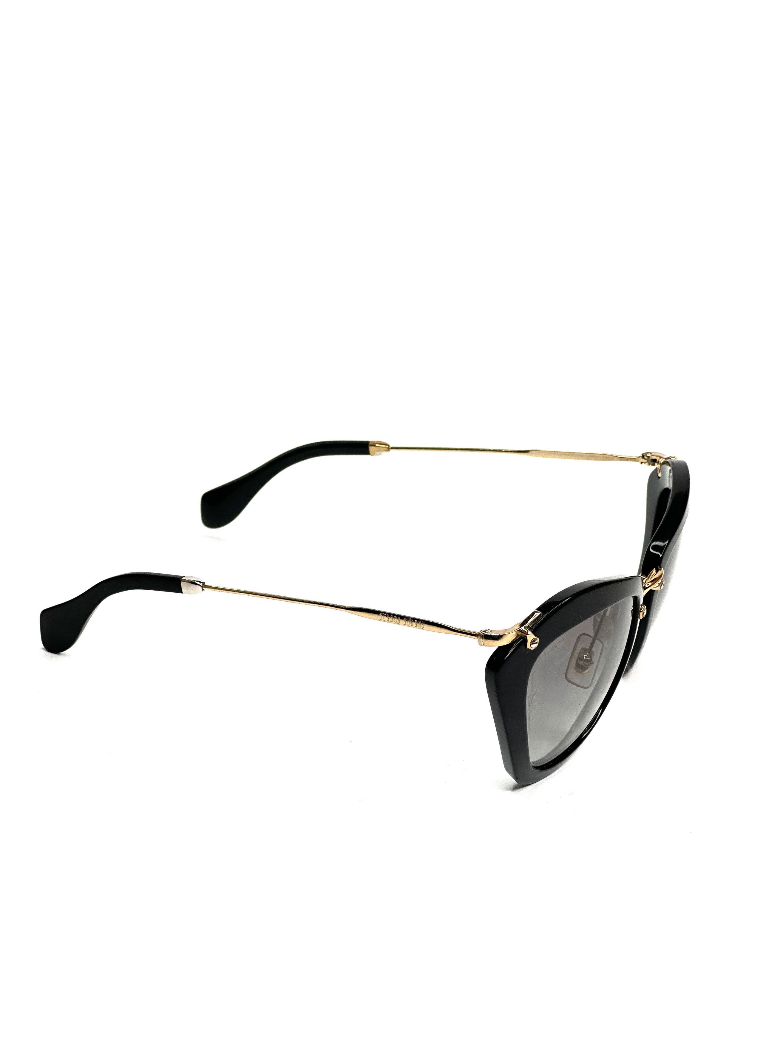 Miu Miu Miu Miu cateye black gold slim designer sunglasses Size ONE SIZE - 3 Thumbnail