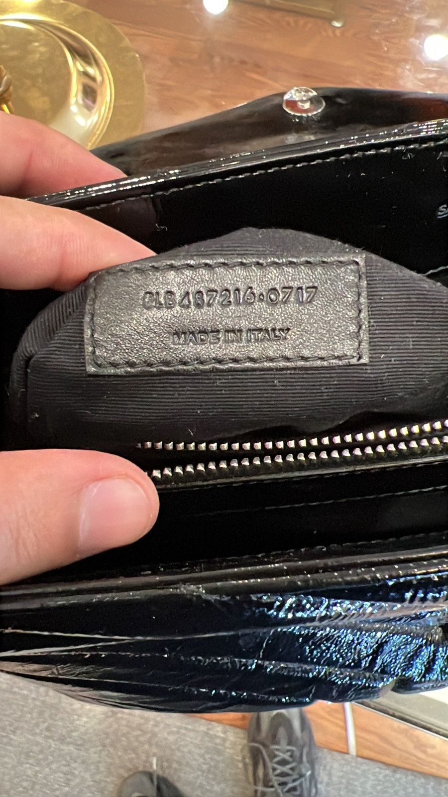 Saint Laurent Paris YSL Black Patent Leather Quilted Patent Loulou Quilted Bag Size ONE SIZE - 11 Thumbnail