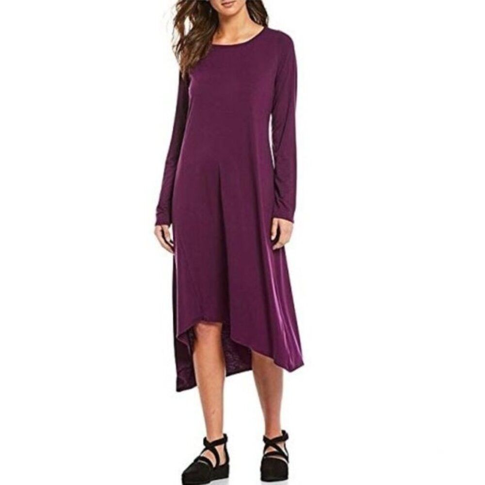 Eileen Fisher Eileen Fisher Hi-Low Long Sleeve Purple Dress Size M Size M / US 6-8 / IT 42-44 - 1 Thumbnail