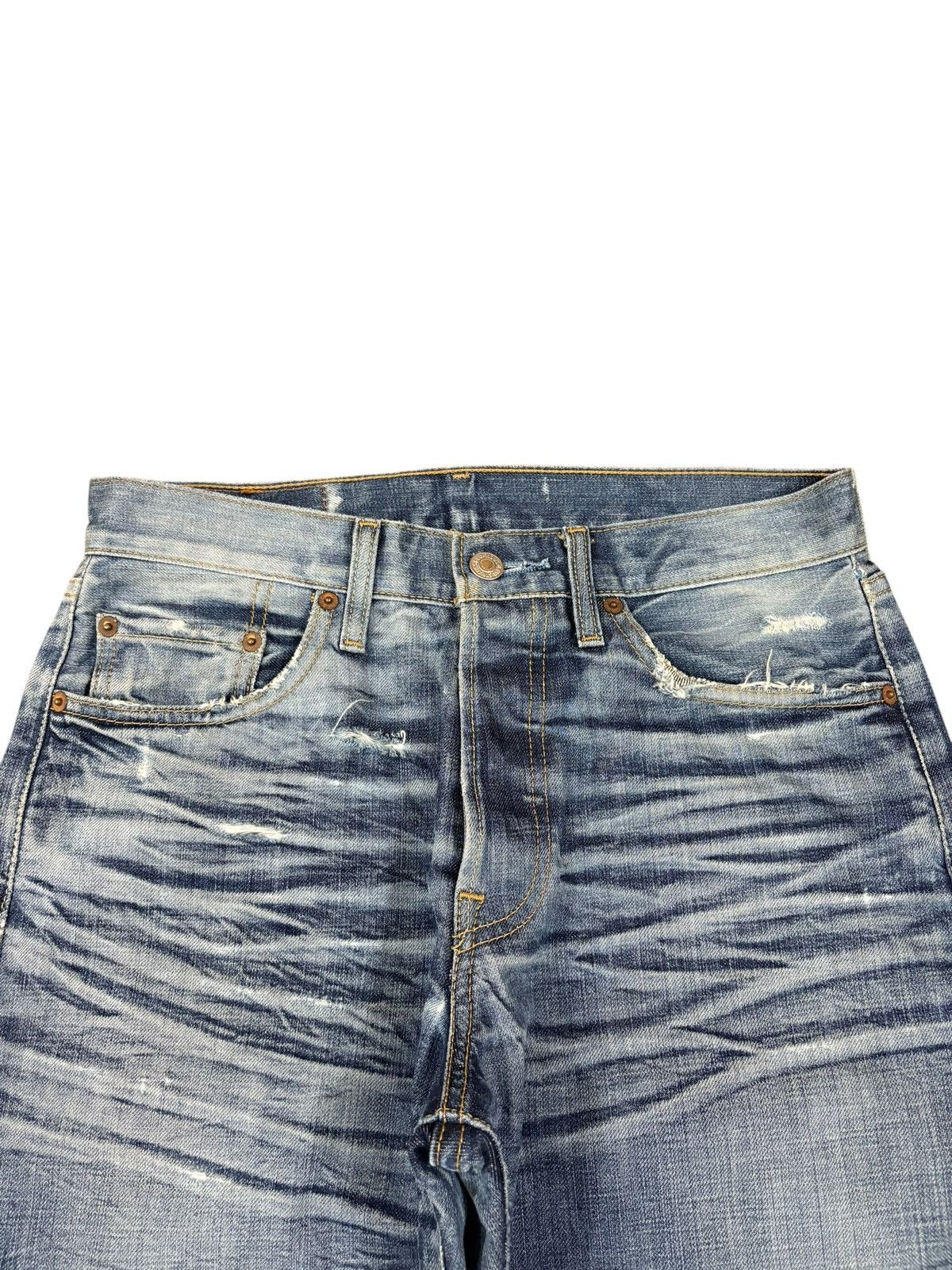 Levi's Vintage 90s Levis 501 Whisker Honeycomb Distress Loose Jeans Size US 28 / EU 44 - 3 Thumbnail