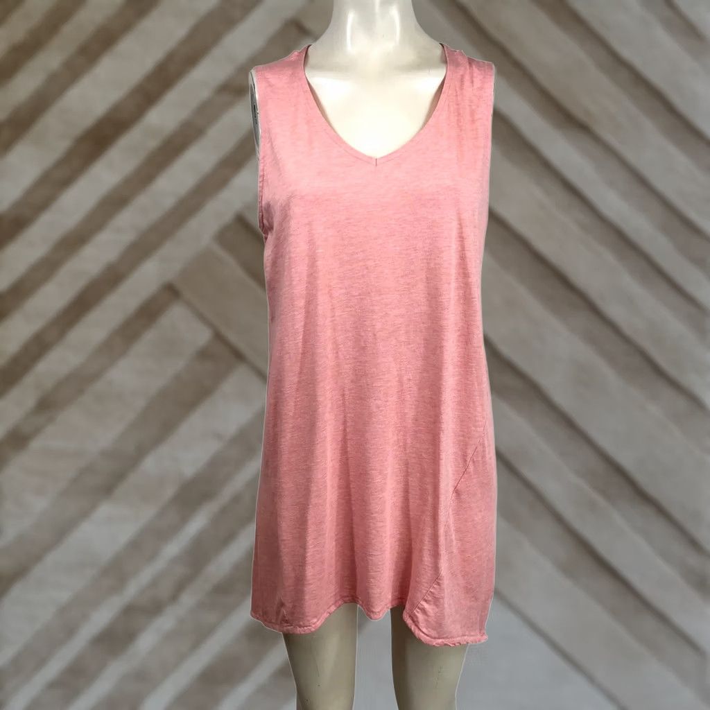 J. Jill J. Jill Pure Jill Pink Heather Pima Cotton Dipped Hem V-Neck Tunic Tank Top M Size M / US 6-8 / IT 42-44 - 1 Thumbnail