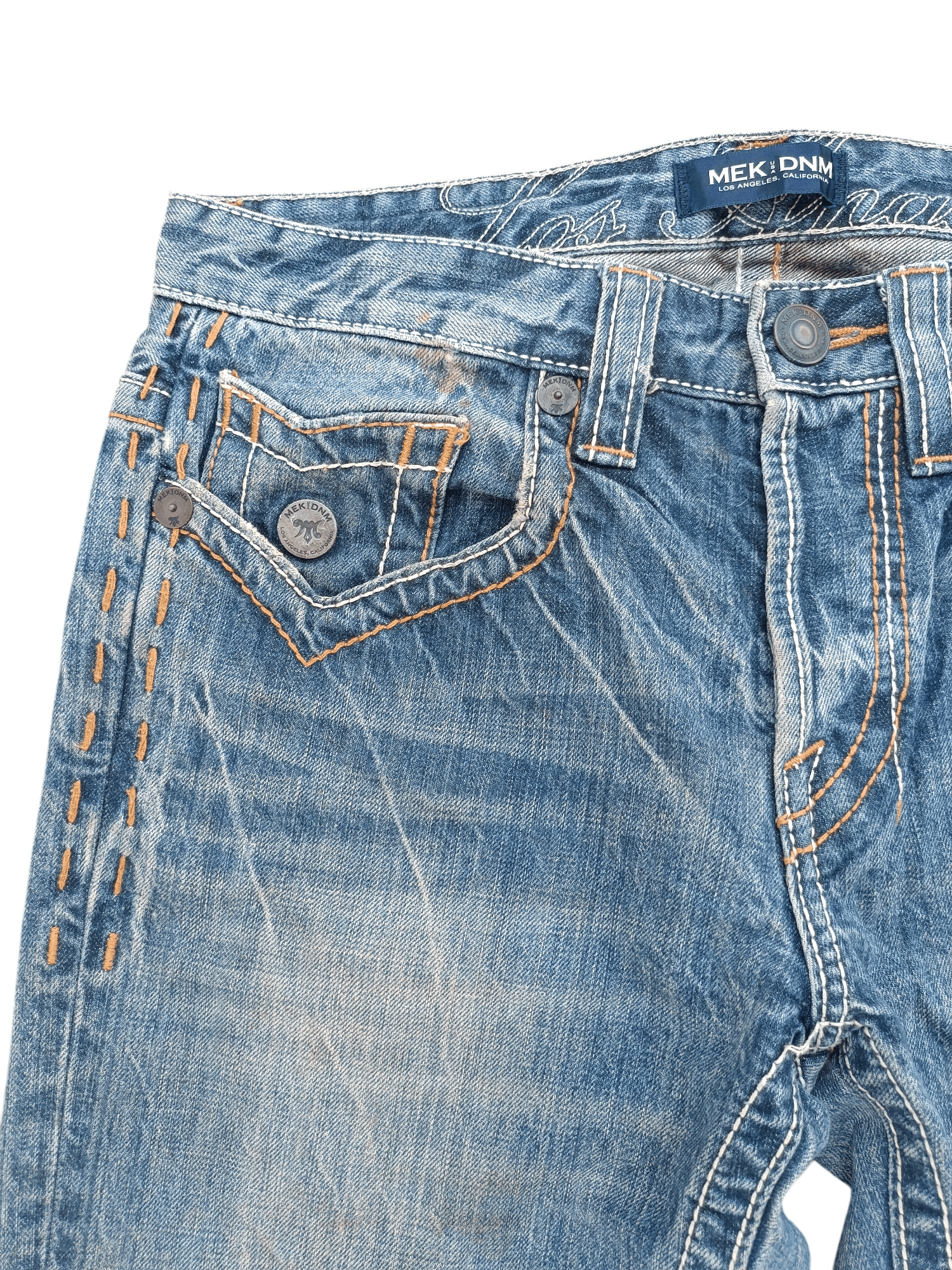 Japanese Brand × Vintage Vintage Flared Mek DNM Distressed Faded Denim E202 Size US 32 / EU 48 - 16 Thumbnail