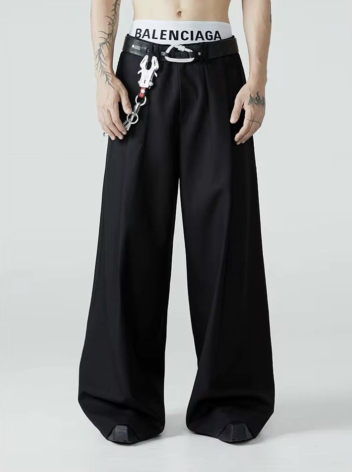 Jean × Vintage Soft Black Pleated Wide Leg Polyester Pant Size US 33 - 1 Thumbnail
