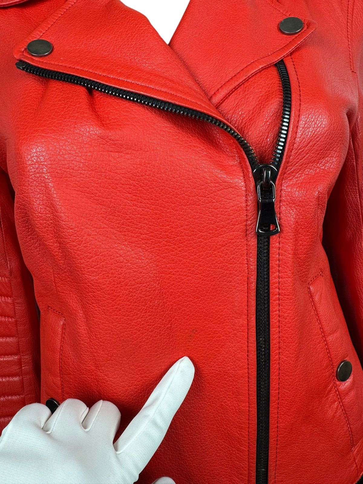 Designer Punto Genuine Leather Biker Jacket Italy size US10 IT46 Size L / US 10 / IT 46 - 3 Thumbnail