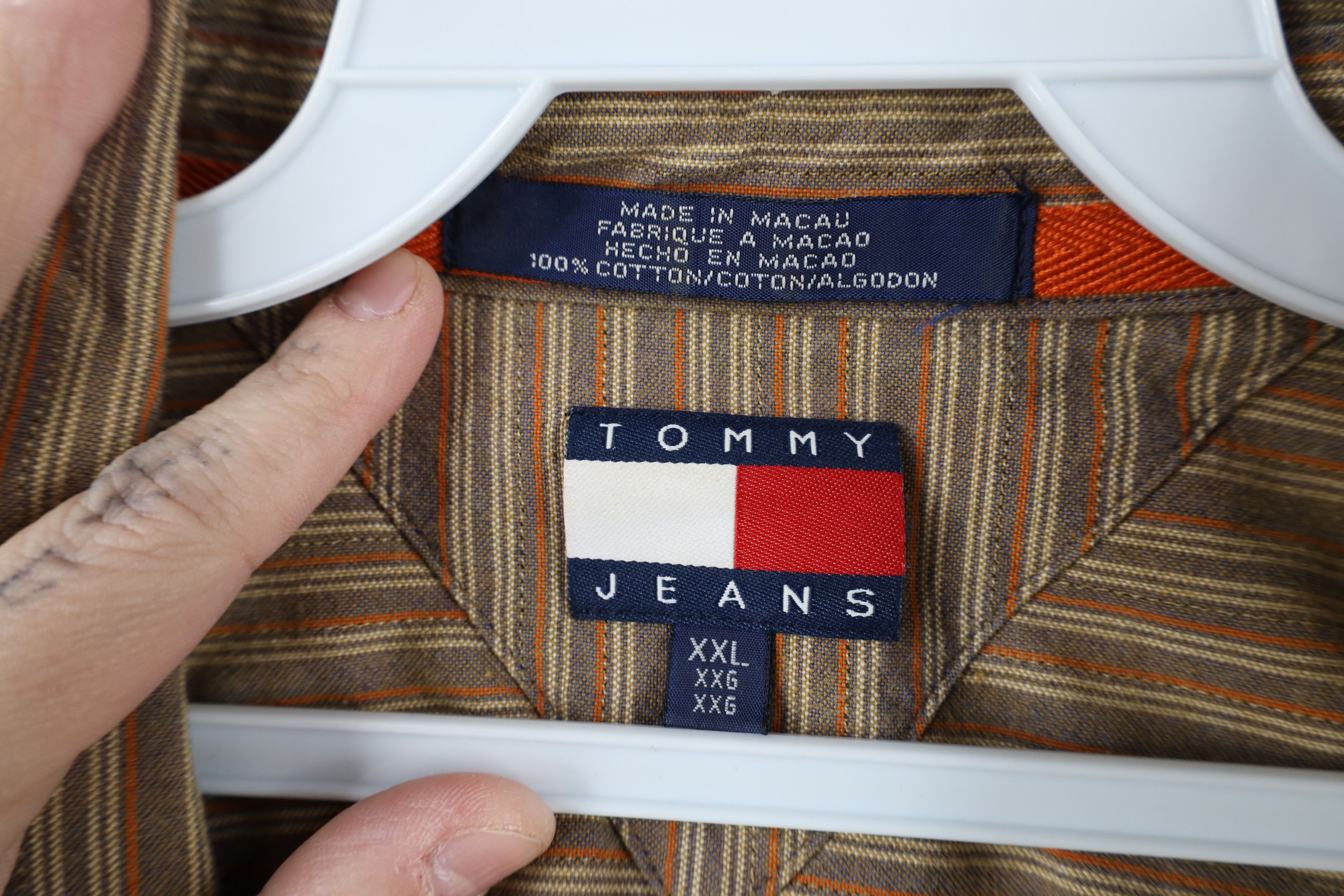 Tommy Hilfiger × Vintage Vintage 90s Tommy Hilfiger Heavyweight Striped Button Shirt Size US XXL / EU 58 / 5 - 8 Thumbnail