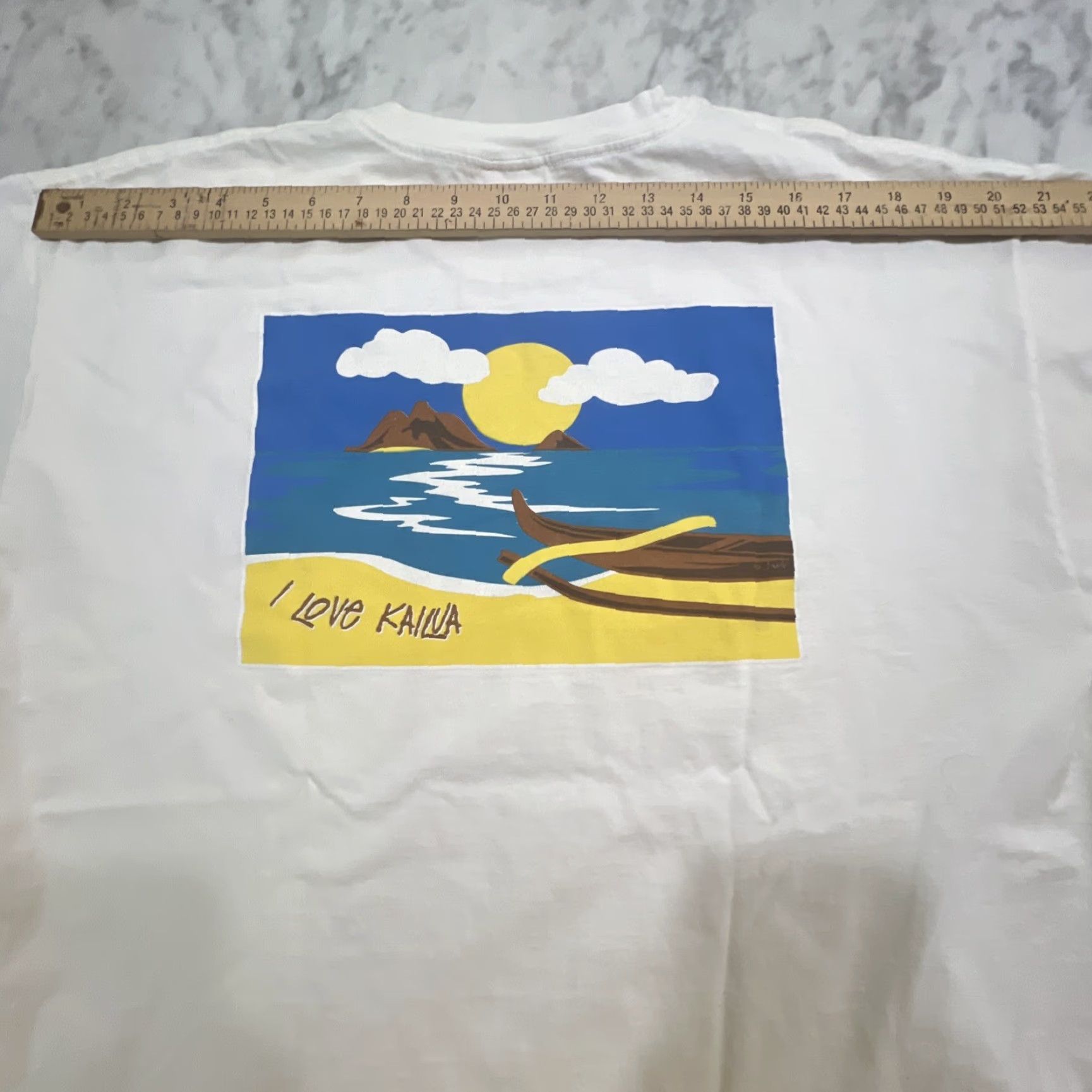 Jerzees Vintage I Love Kailua Graphic T Shirt Large Double Sided Ocean Beach Cotton Size US L / EU 52-54 / 3 - 6 Thumbnail