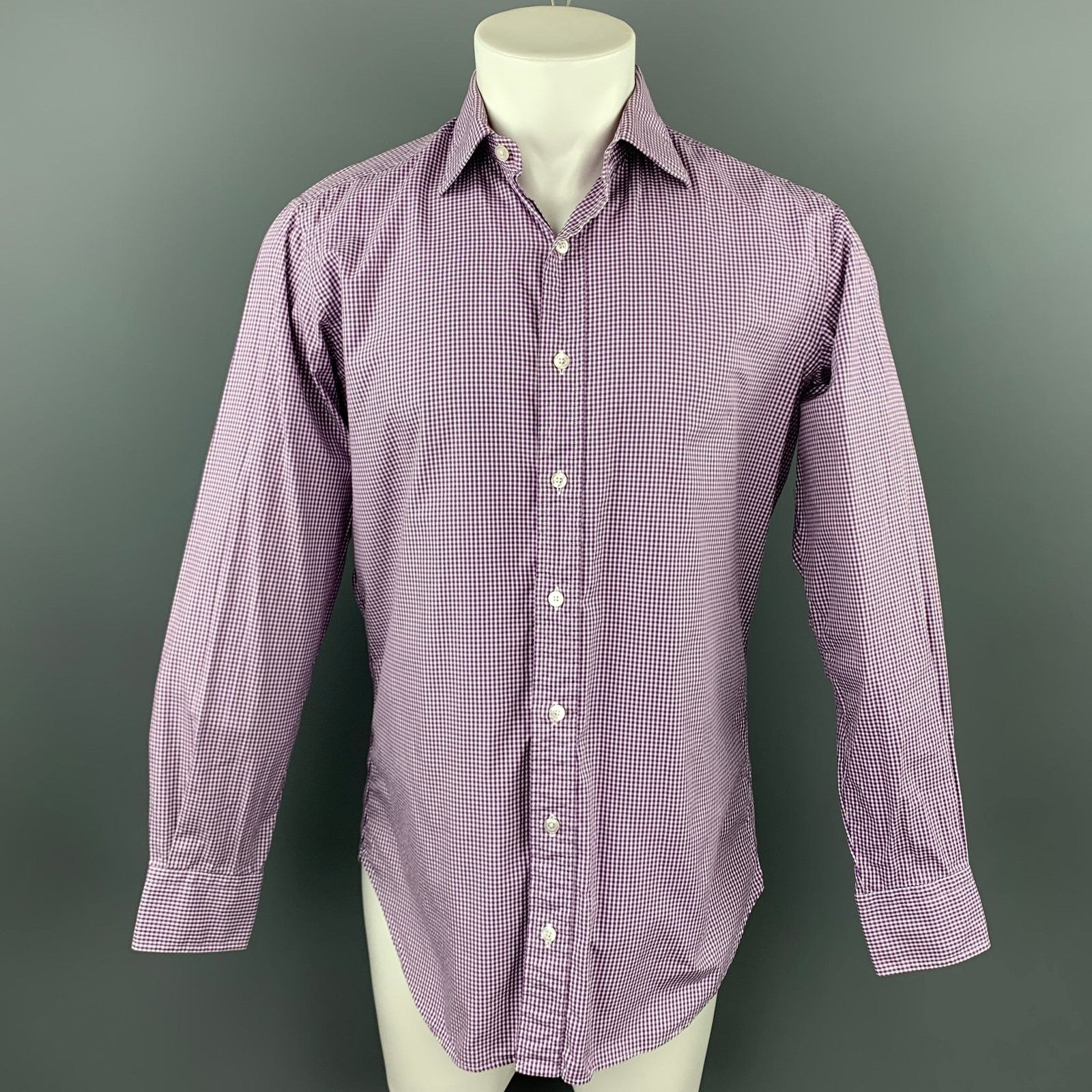 Hamilton HAMILTON S Lavender Gingham Cotton Classic Long Sleeve Shirt Size US S / EU 44-46 / 1 - 1 Thumbnail
