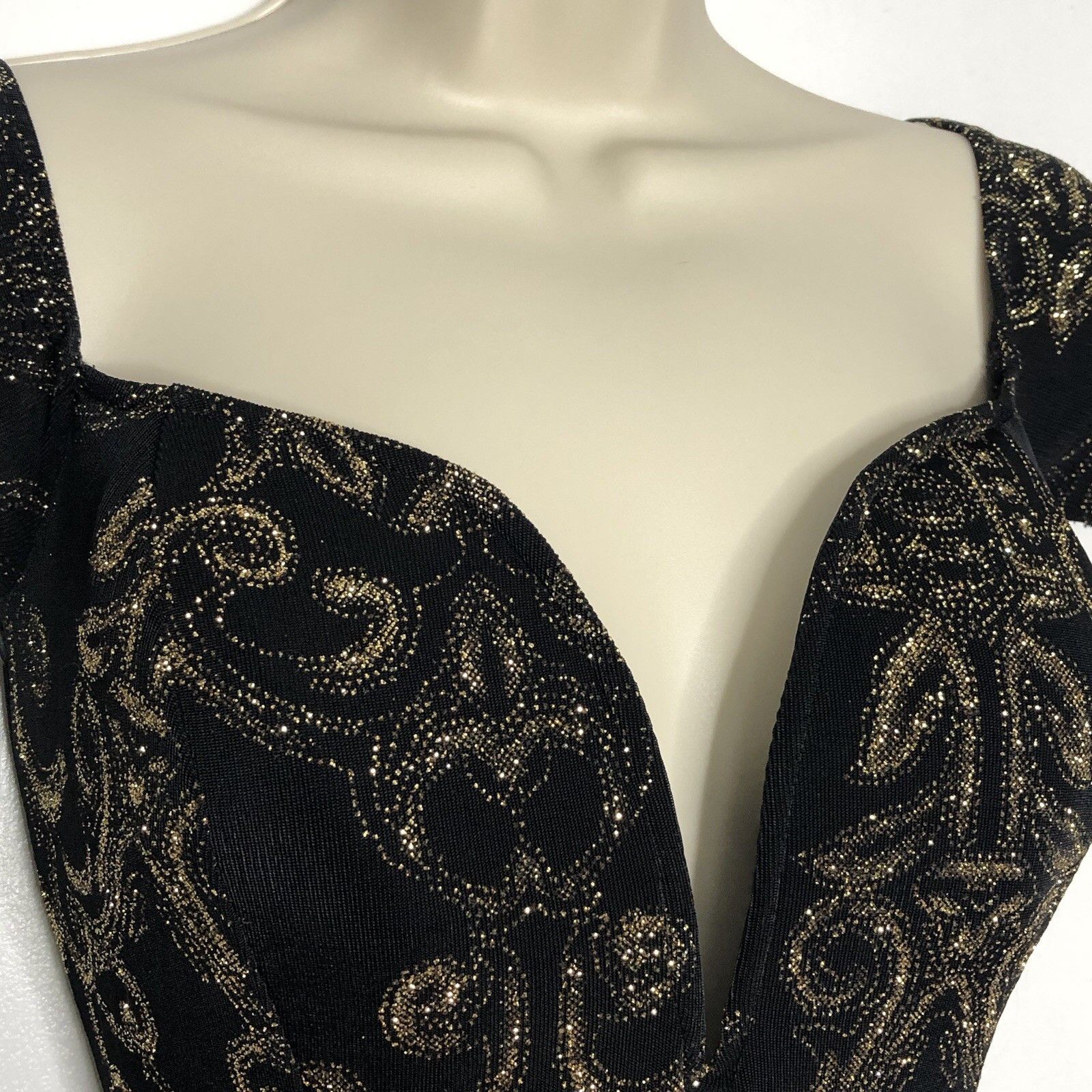 Other Cameo Women Black Sparkle Gold Wire Plunge V Neck Maxi Sz S Size S / US 4 / IT 40 - 7 Thumbnail