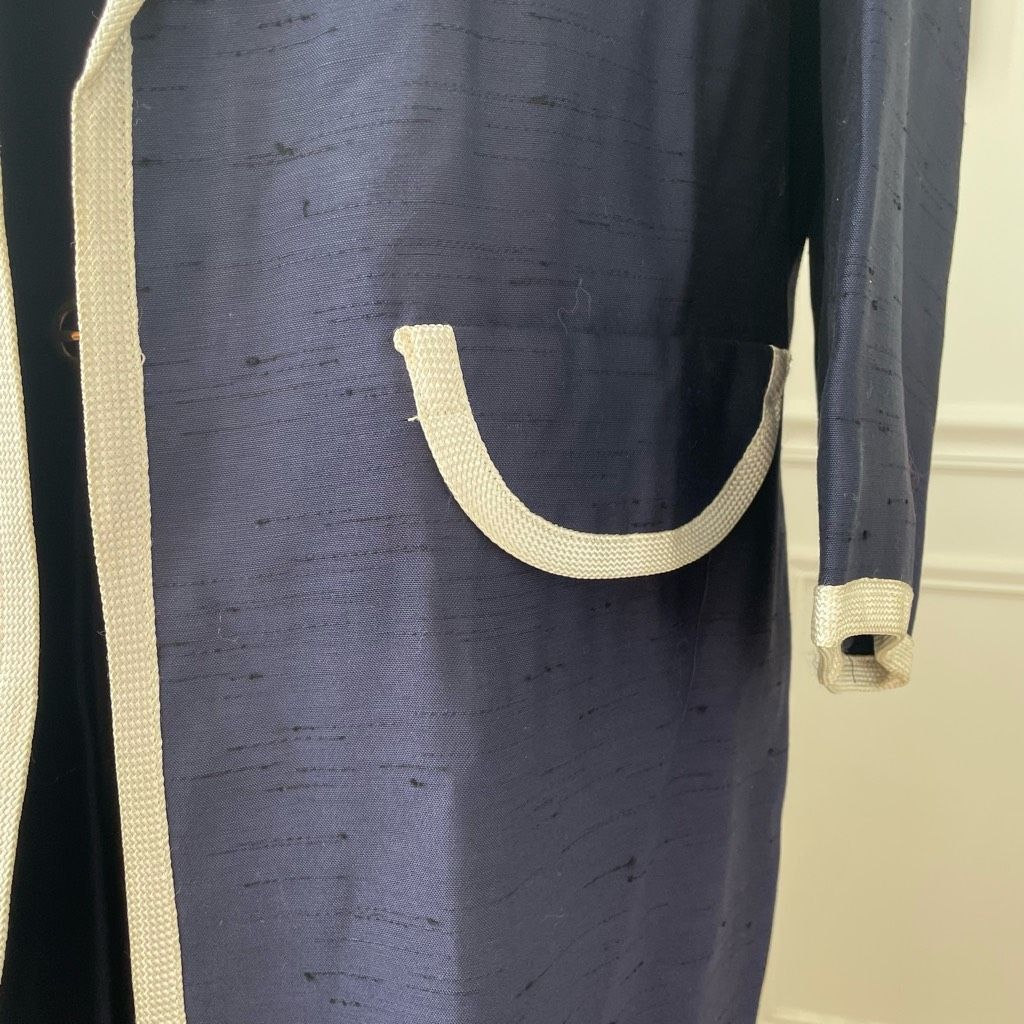 Vintage Vintage Mix & Match Dark Blue Sheath Dress Long Blazer Ivory Trim XS Size XS / US 0-2 / IT 36-38 - 4 Thumbnail
