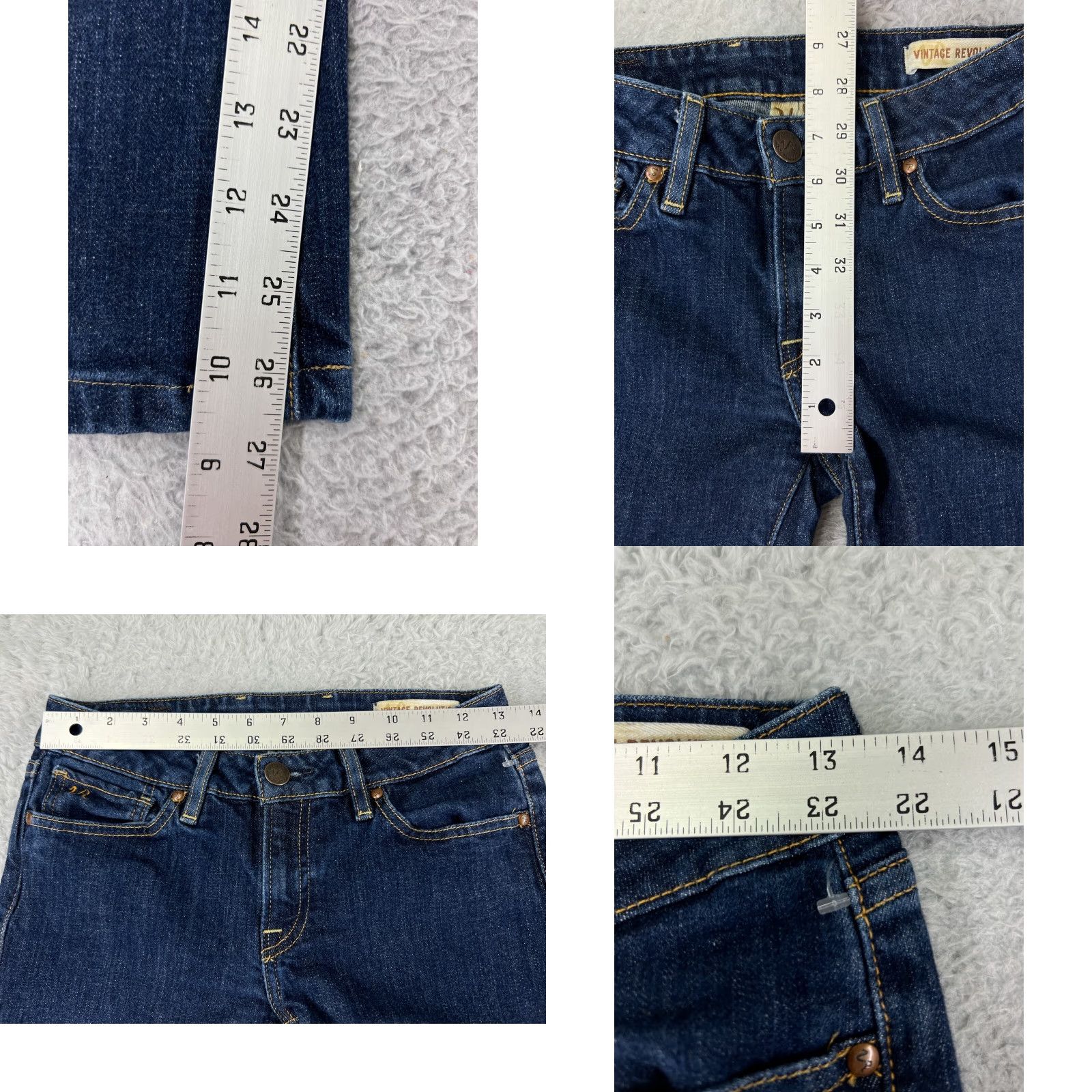 Vintage VINTAGE Revolution Jeans Womens 27 Blue Denim Dark Wash Bootcut Bell Flare Jeans Size 27" / US 4 / IT 40 - 9 Thumbnail