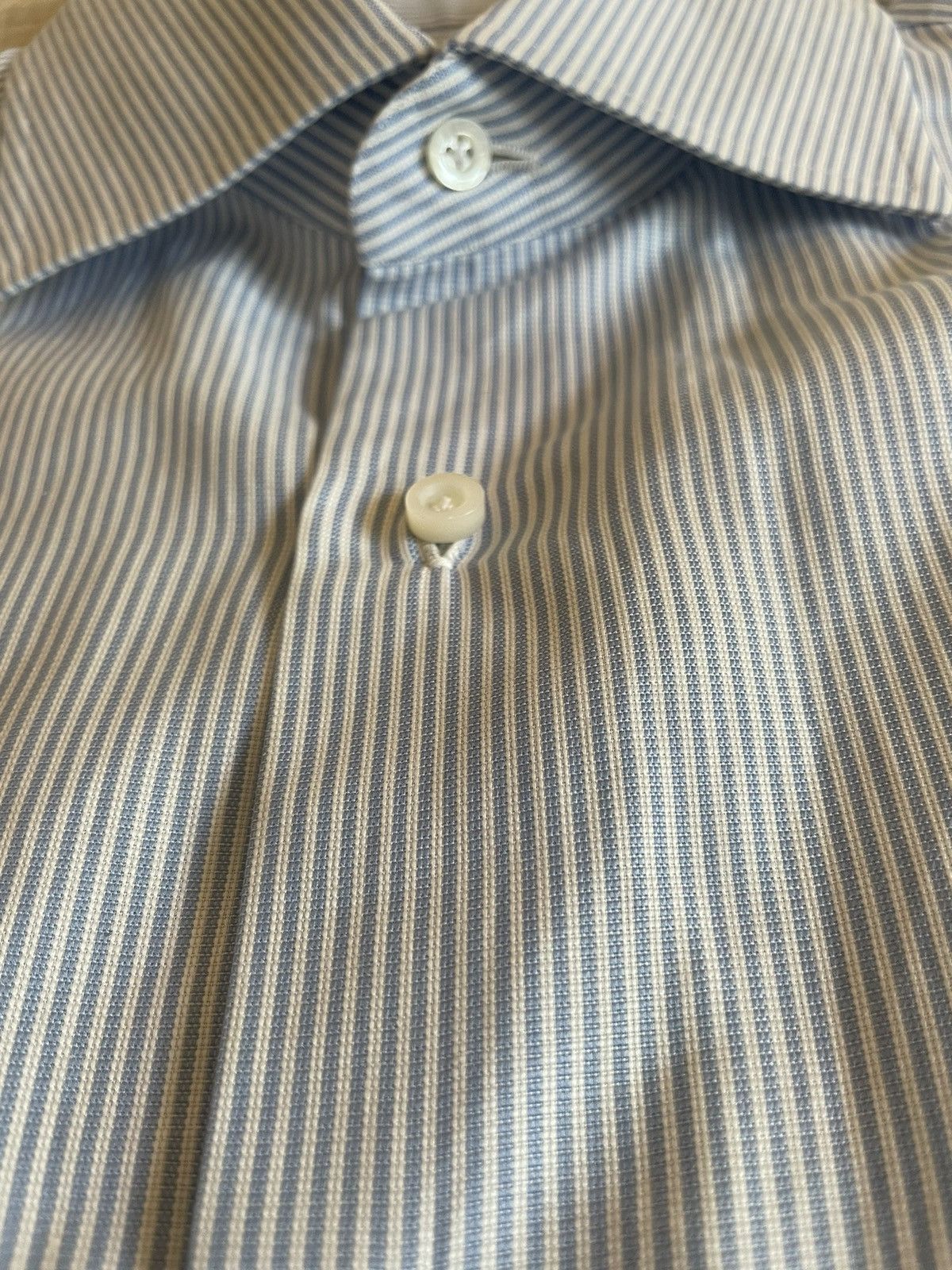 Isaia Striped Spread Collar French Cuff Shirt Size US L / EU 52-54 / 3 - 5 Thumbnail