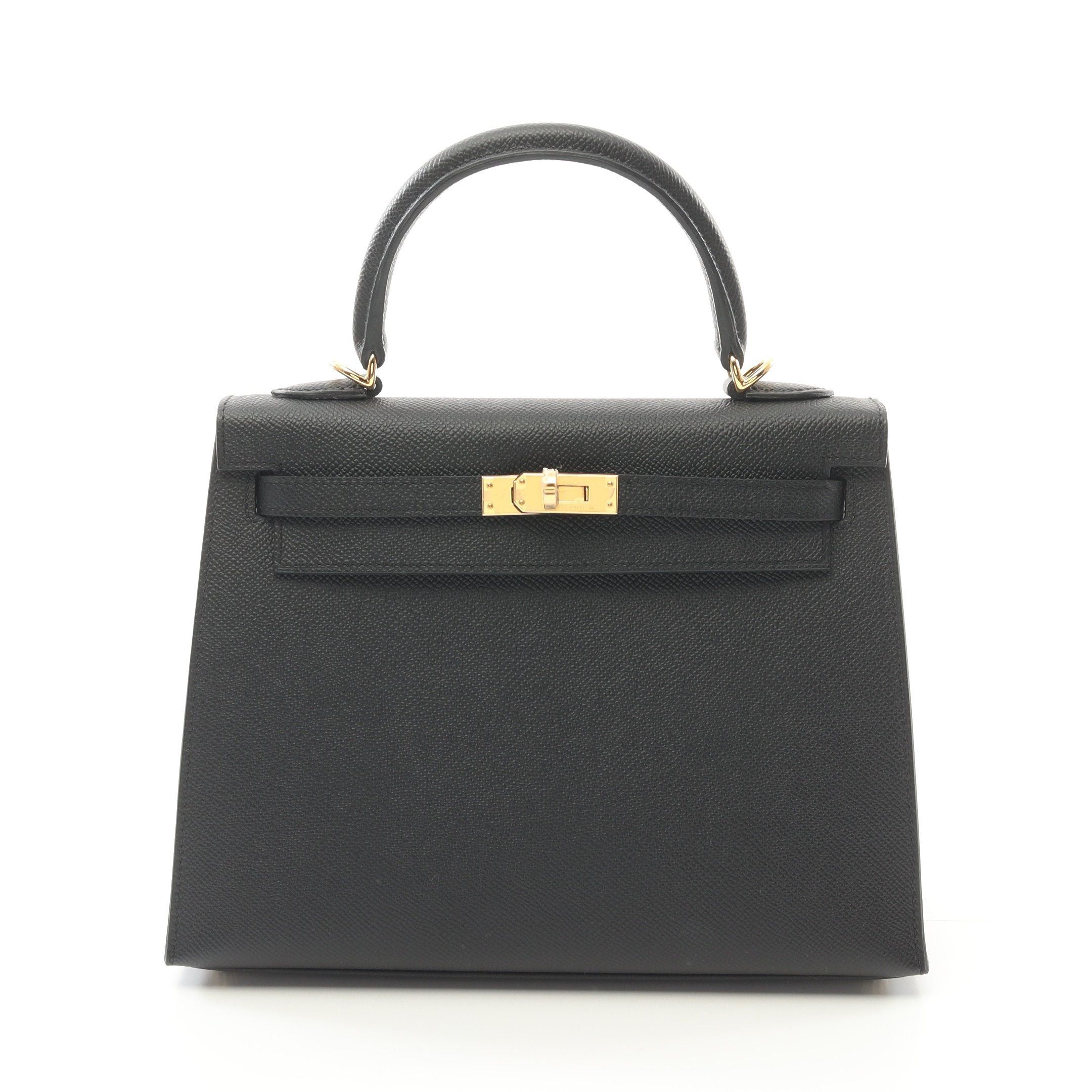 Hermes Hermes Kelly 25 Handbag Veau Epsom Black Gold Hardware Outside Sewing Double Engraved Size ONE SIZE - 1 Thumbnail