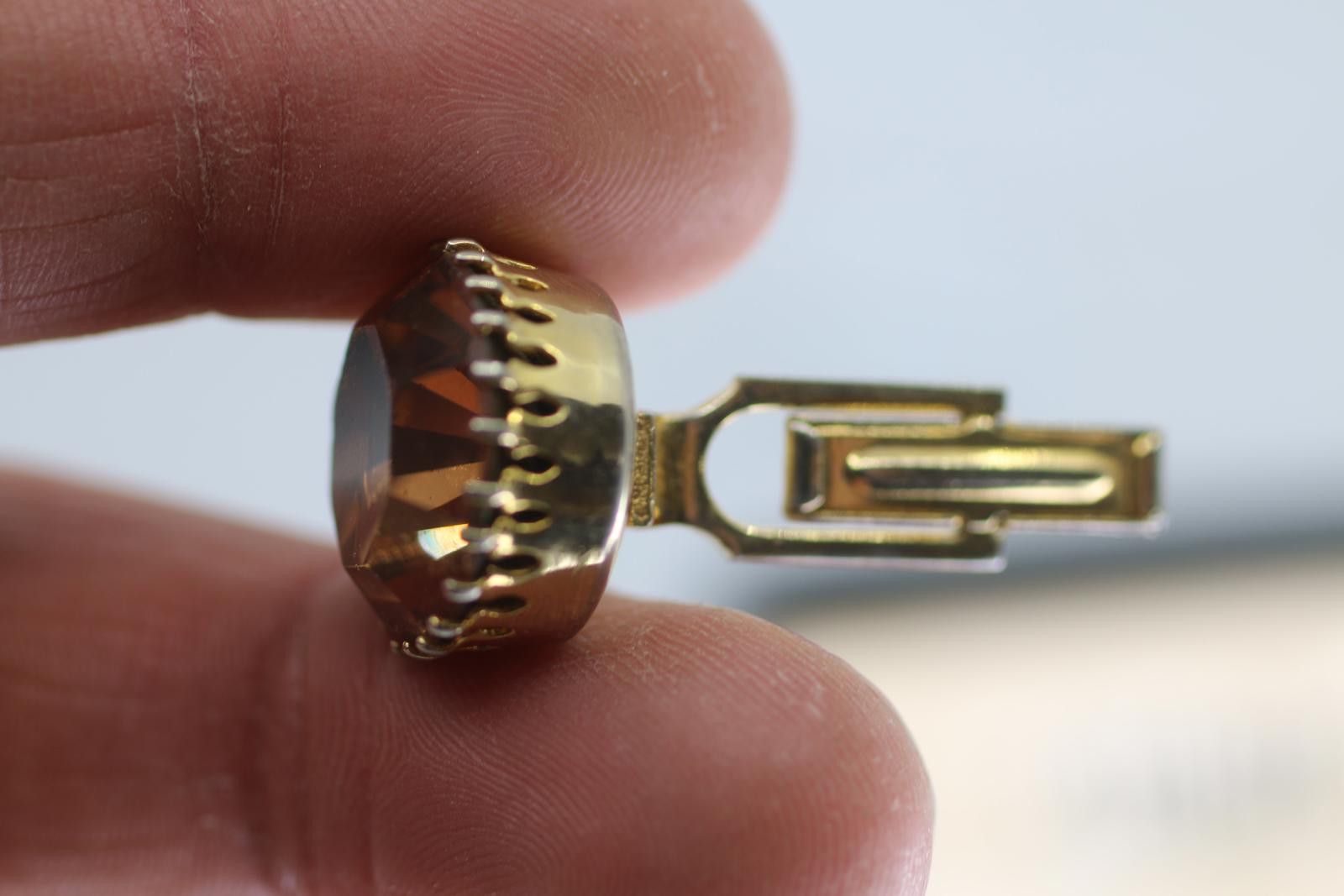 The Unbranded Brand VTG Gold Tone Cufflinks Tie Pin Set Faceted Amber Champagne Size ONE SIZE - 7 Thumbnail