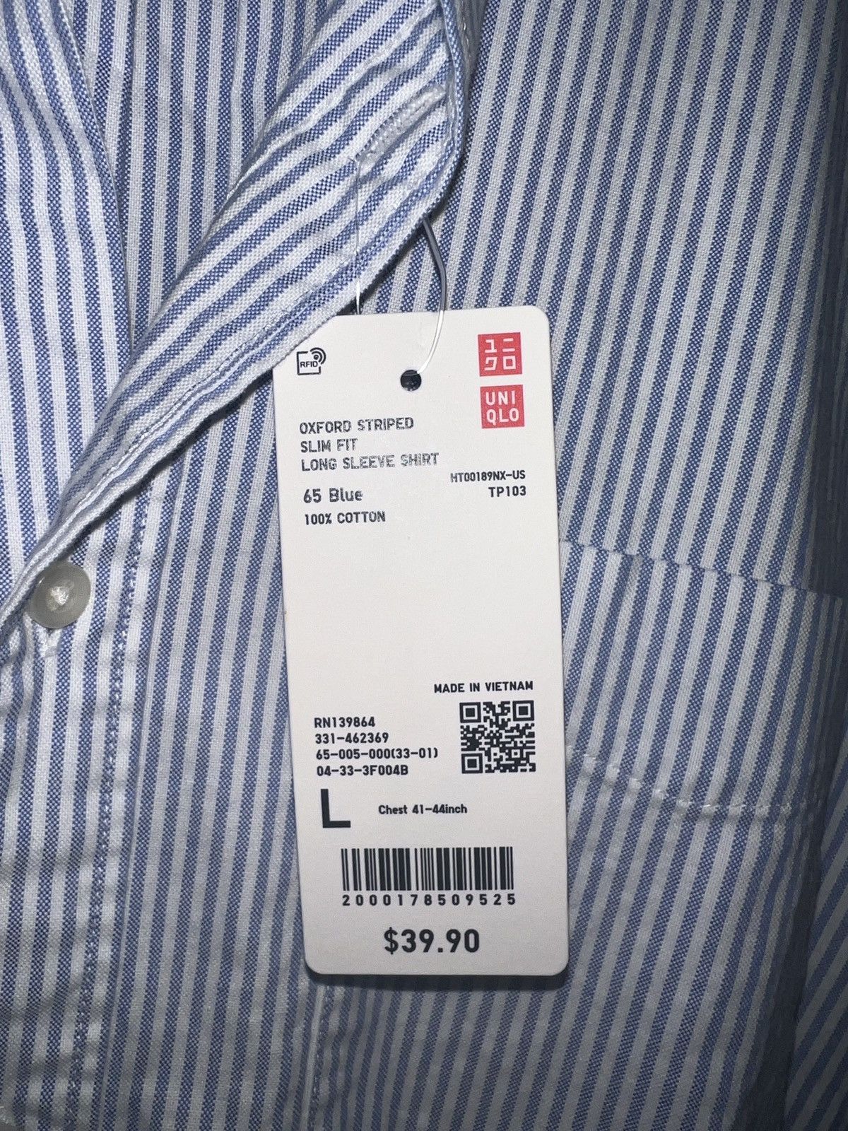 Uniqlo Uniqlo Slim Oxford Striped Shirt Size US L / EU 52-54 / 3 - 3 Thumbnail