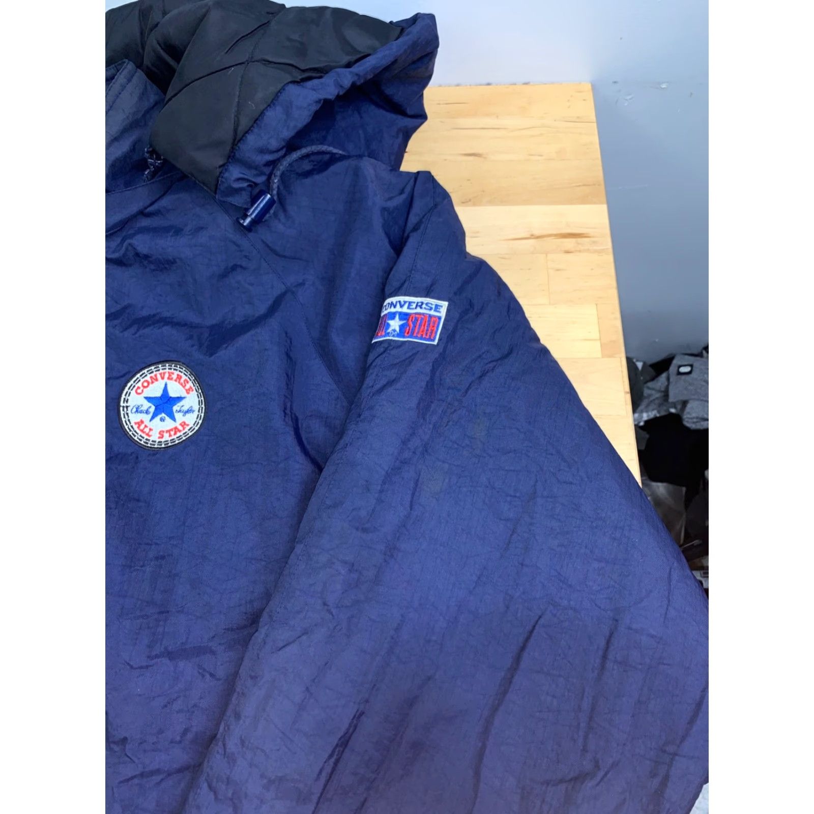 Converse VINTAGE Converse All Star Puffer Jacket Mens 3XL Blue Removable Hood Zip Jacket 90s Retro Size US XXL / EU 58 / 5 - 6 Thumbnail