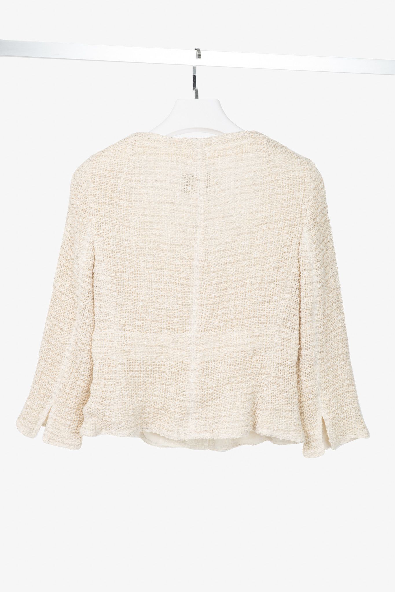 Akris Akris Cream Cotton & Wool Boucle Tweed Jacket Size M / US 6-8 / IT 42-44 - 2 Thumbnail