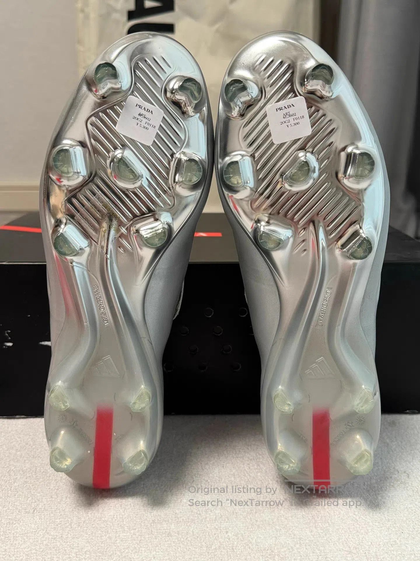 Prada Silver Leather Athletic Cleats Size 8.5. Size US 8.5 / EU 41-42 - 3 Thumbnail
