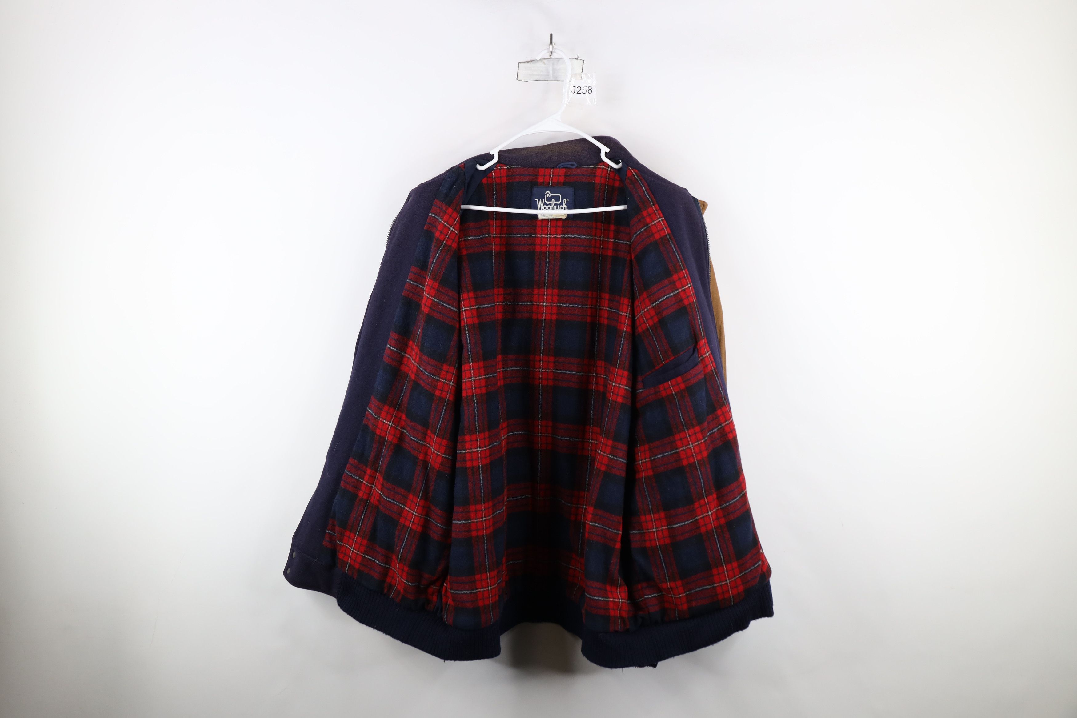 Vintage × Woolrich Woolen Mills Vintage 90s Woolrich Lined Wool Bomber Jacket Navy Blue USA Size US XL / EU 56 / 4 - 10 Thumbnail