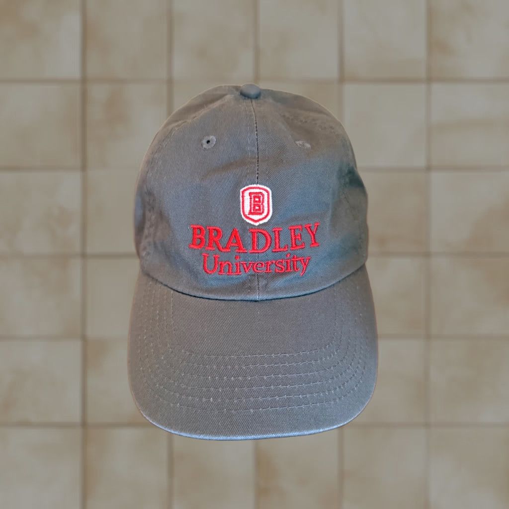 Vintage Bradley University Braves BU Strapback Cap Gray Mens Adjustable Hat NWOT EUC Size ONE SIZE - 1 Thumbnail