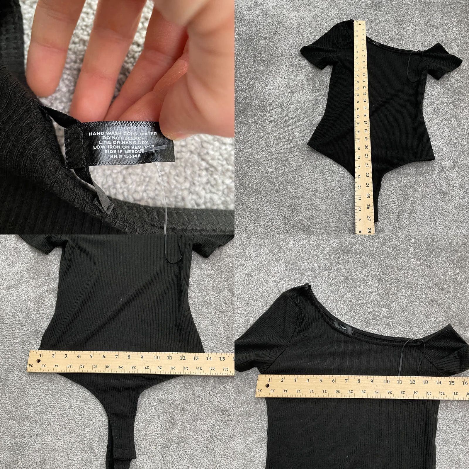 AQUA Aqua Bodysuit One Piece Womens Medium Black NWT New Modern Knit Polyester Wireless No Underwire Size M / US 6-8 / IT 42-44 - 8 Thumbnail