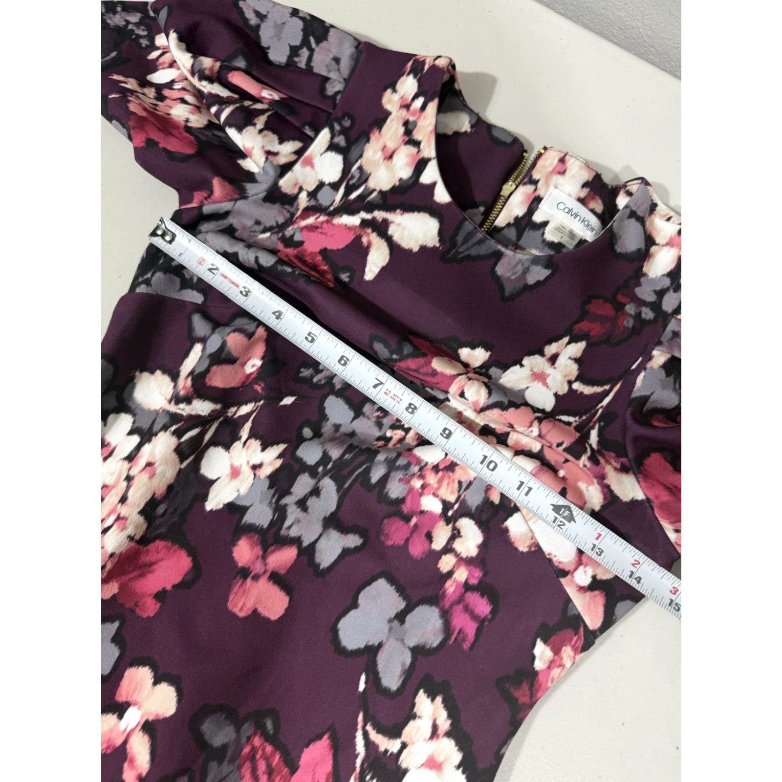 Calvin Klein Calvin Klein Dress Sheath Floral Water Color Print Purple Pink XS? 2? Not sure. Size XS / US 0-2 / IT 36-38 - 3 Thumbnail
