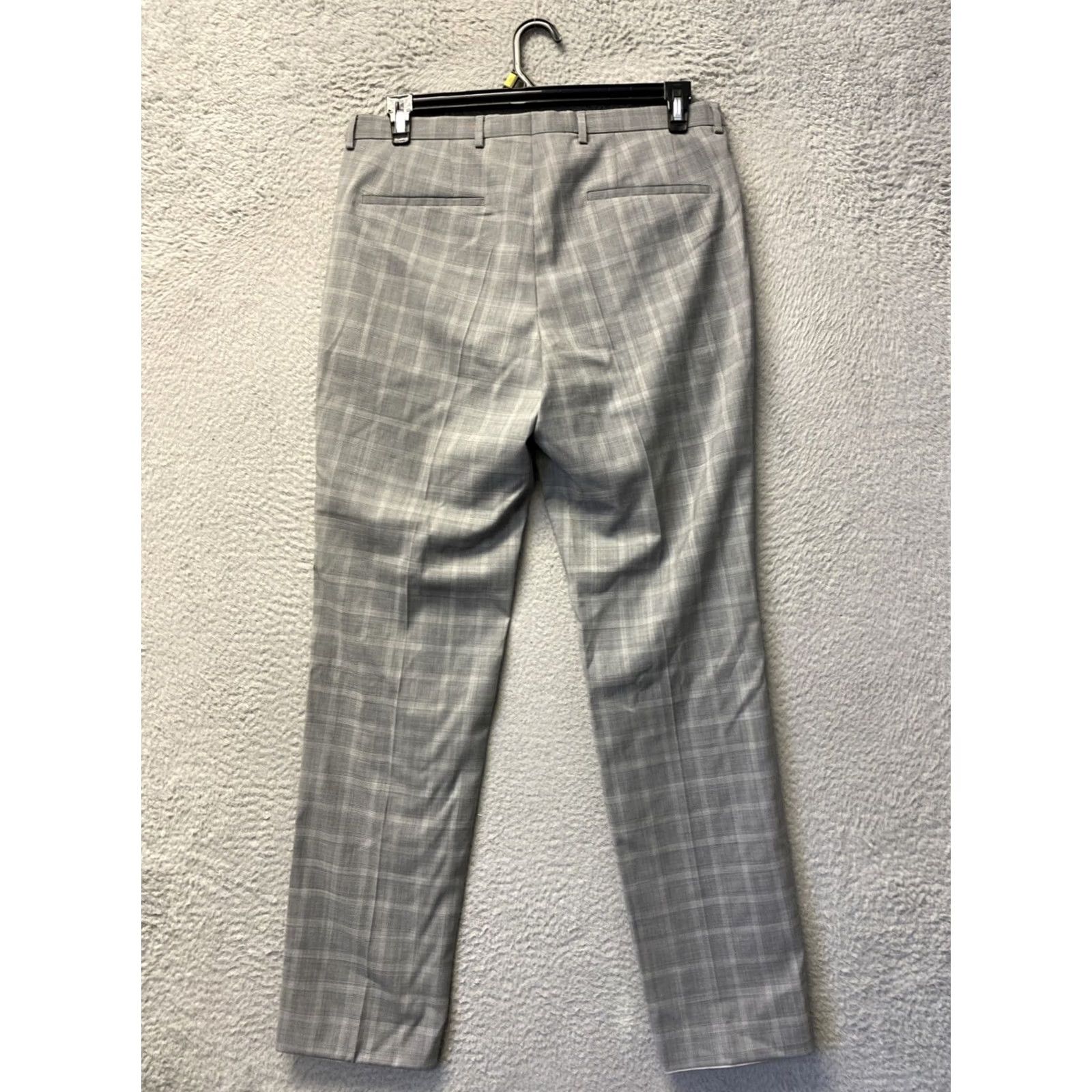 Hugo Boss Hugo Boss Pants Dress Mens 33x33 Gray Plaid Wool Slim Zipper Front 33 Inseam Regular Crew City Wedding Preppy Stretch Boy? Size US 33 - 6 Thumbnail