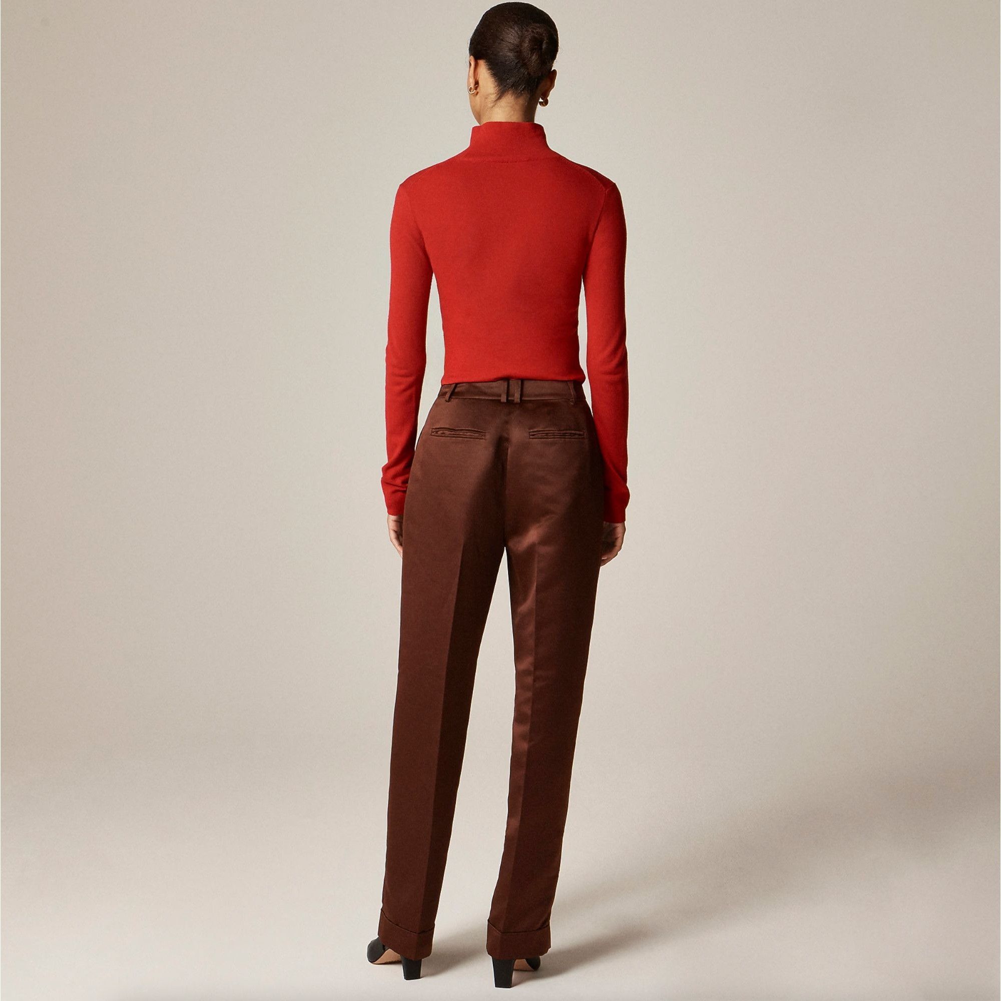 J.Crew J. CREW Wide-leg pleated pant duchesse satin Brown $198 EUC Size 28" / US 6 / IT 42 - 5 Thumbnail