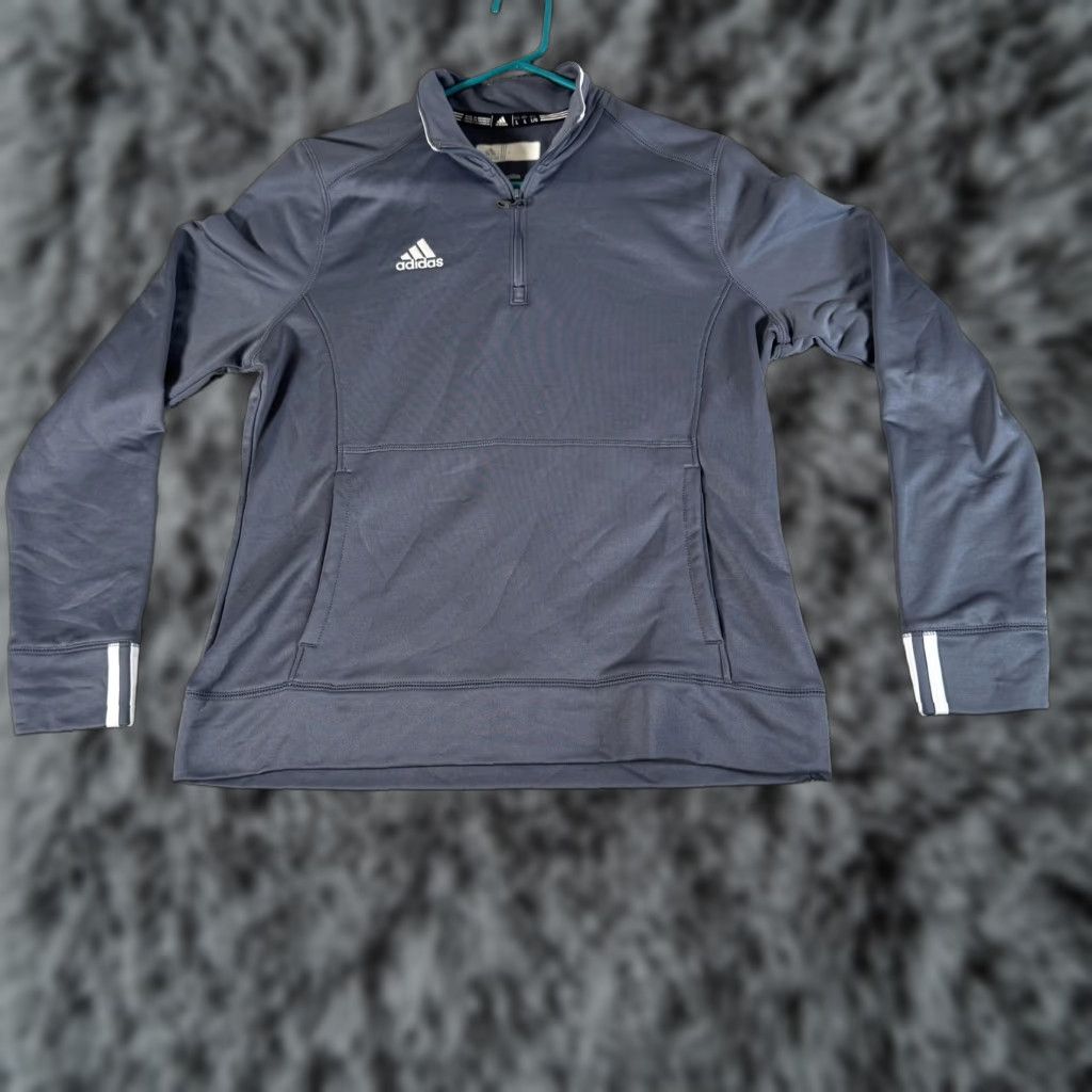 Adidas Adidas Pullover Mens L Gray Climalite Quarter Zip Mock Neck Thumbholes Running Top Size US L / EU 52-54 / 3 - 1 Thumbnail