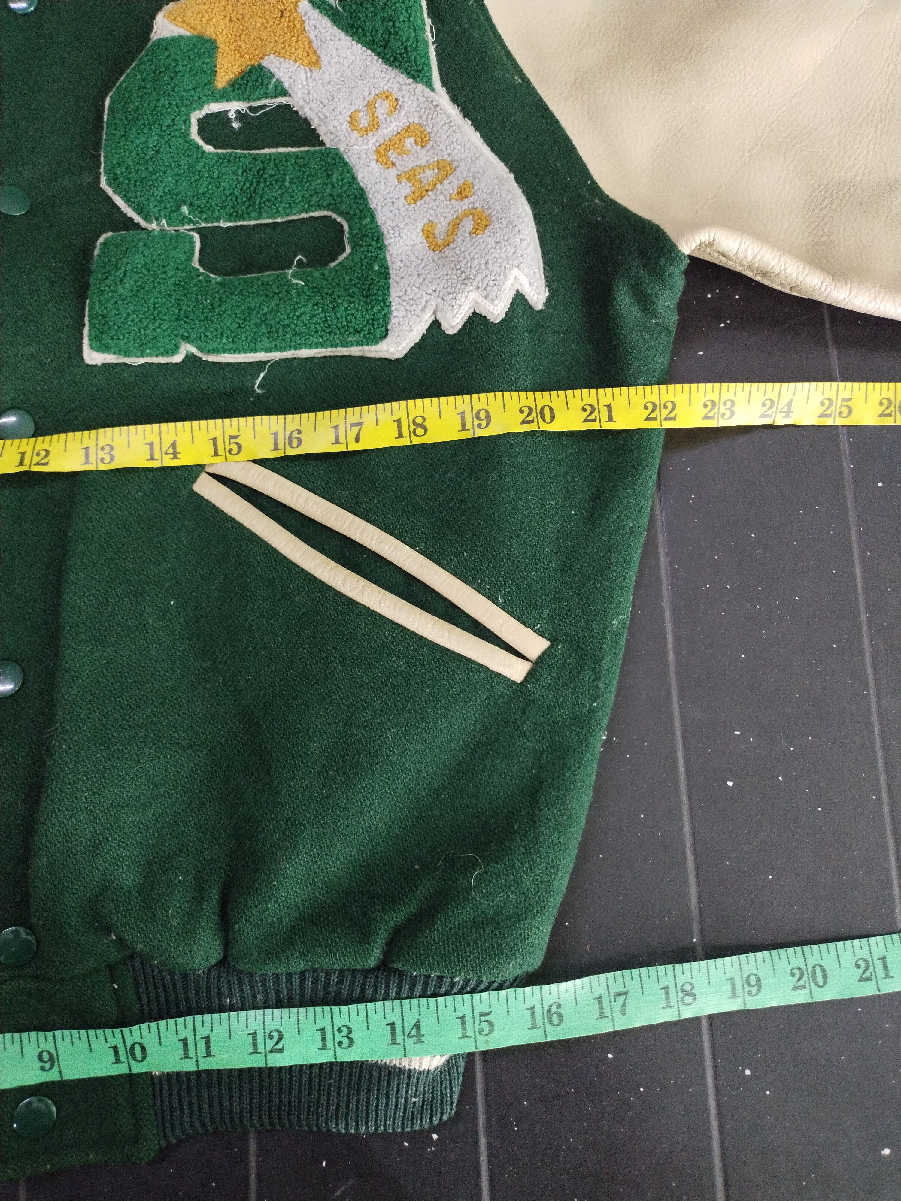 Vintage 80's Sea's Racing Varsity Leather/Wool Jacket Size US M / EU 48-50 / 2 - 14 Thumbnail